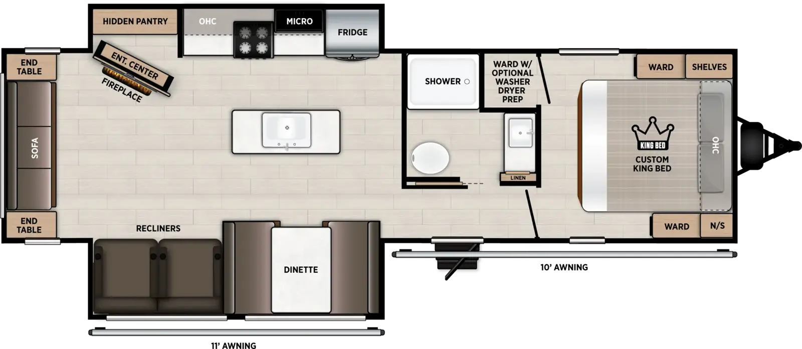 Floorplan diagram for 2027 Wildwood 27RLHD