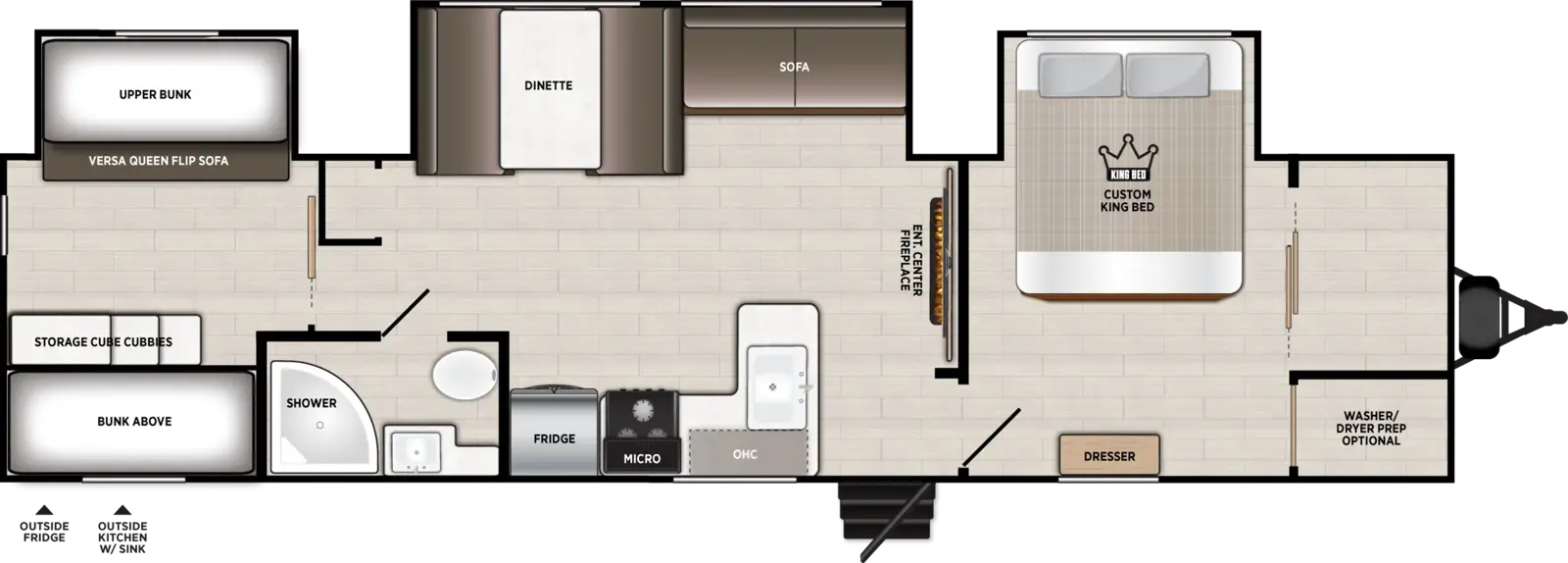 Floorplan diagram for 2027 Wildwood 33TS