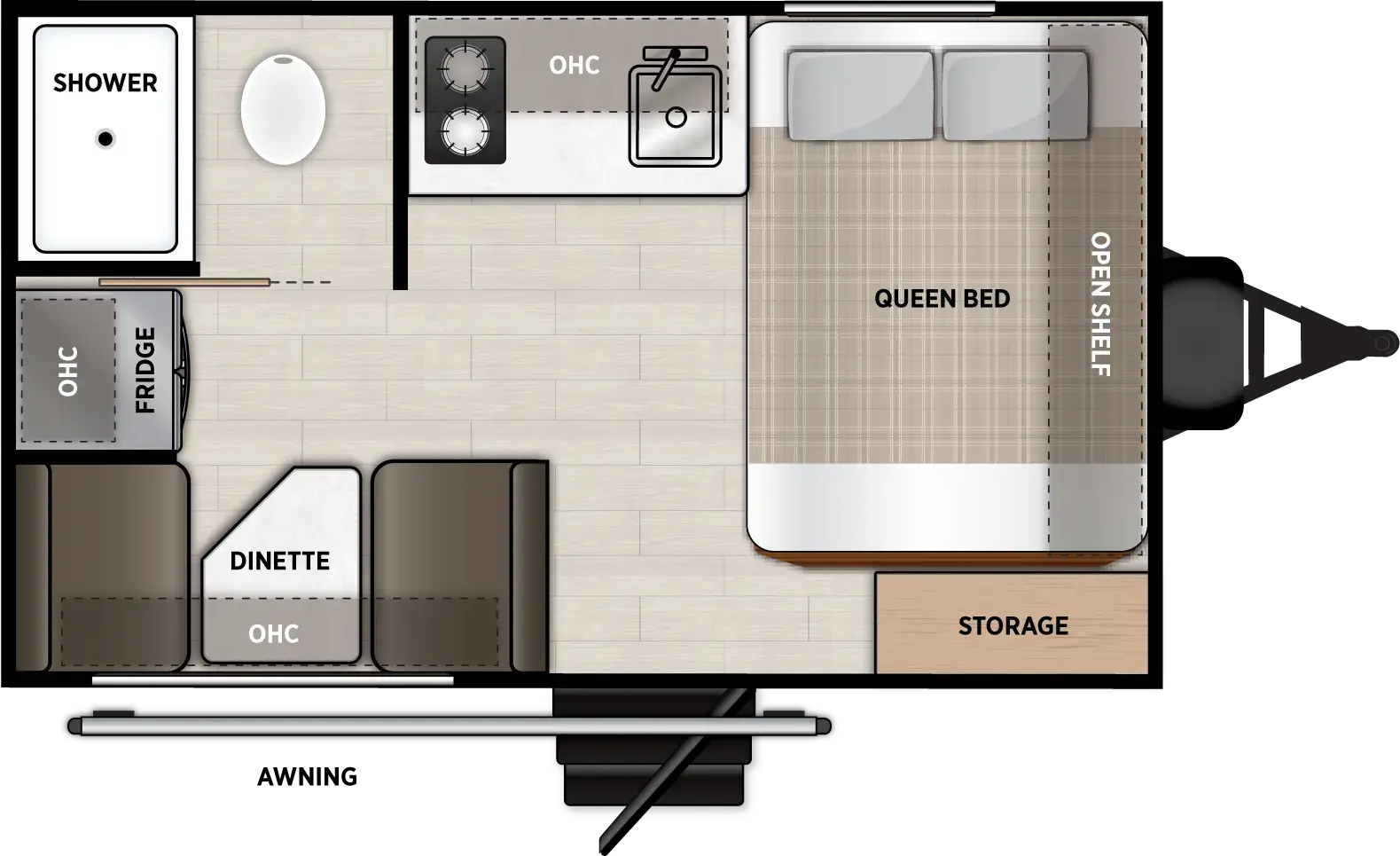 Floorplan diagram for 2027 Wildwood FSX 135ICE