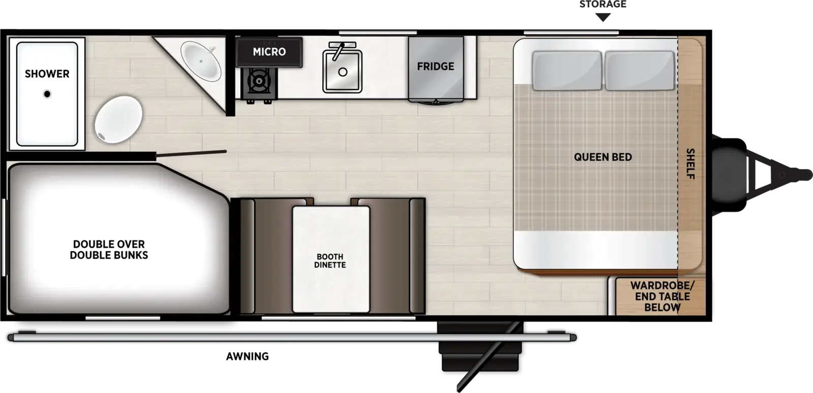 Floorplan diagram for 2027 Wildwood FSX 174DBLE