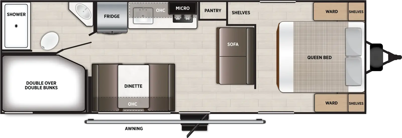 Floorplan diagram for 2027 Wildwood FSX 260BHLE