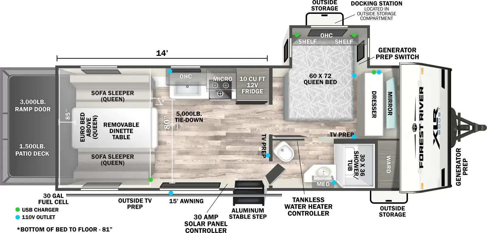 Floorplan diagram for 2026 XLR Boost 2114BX