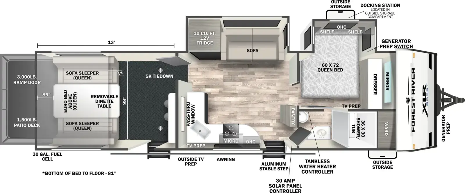 Floorplan diagram for 2026 XLR Boost 3113BX