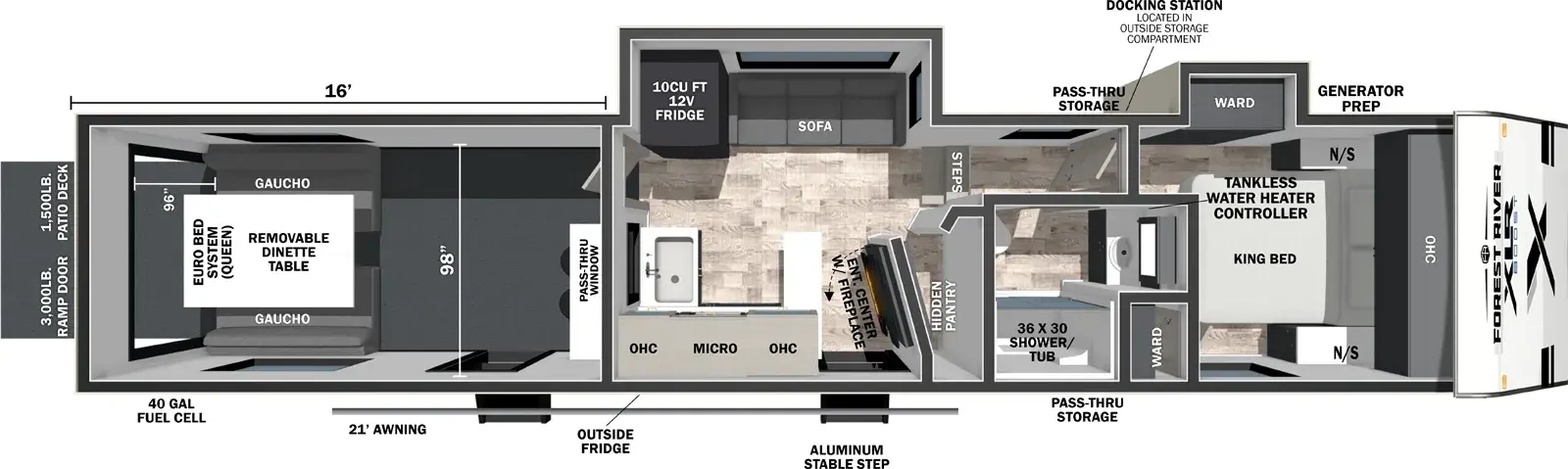 Floorplan diagram for 2026 XLR Boost 366BX