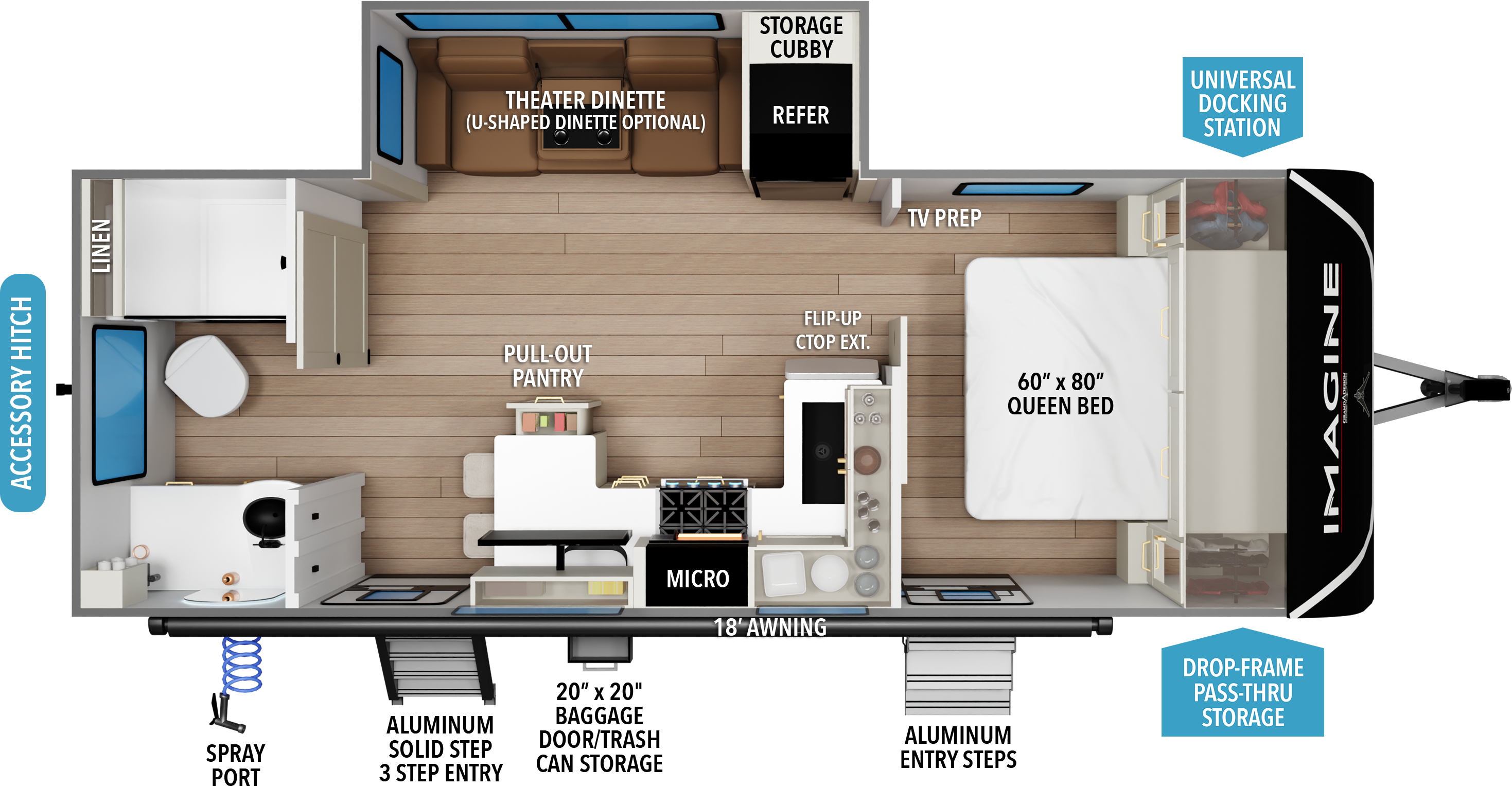 Floorplan diagram for 2027 Grand Design Imagine 2300mk