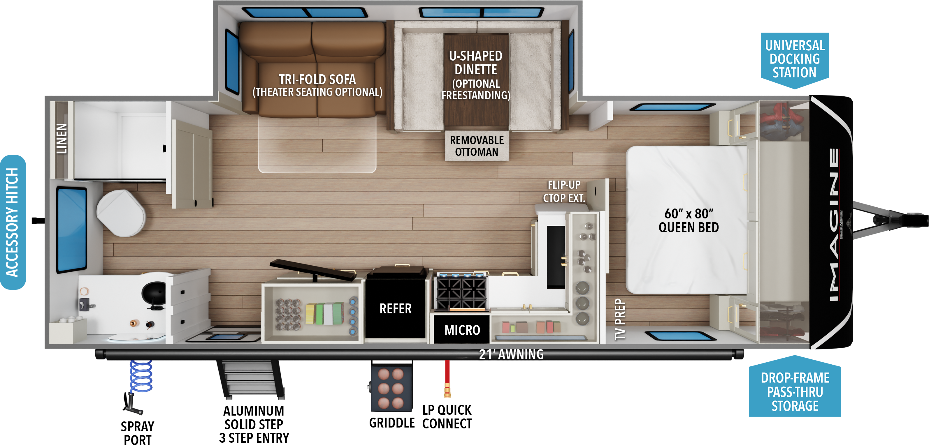 Floorplan diagram for 2027 Grand Design Imagine 2600rb