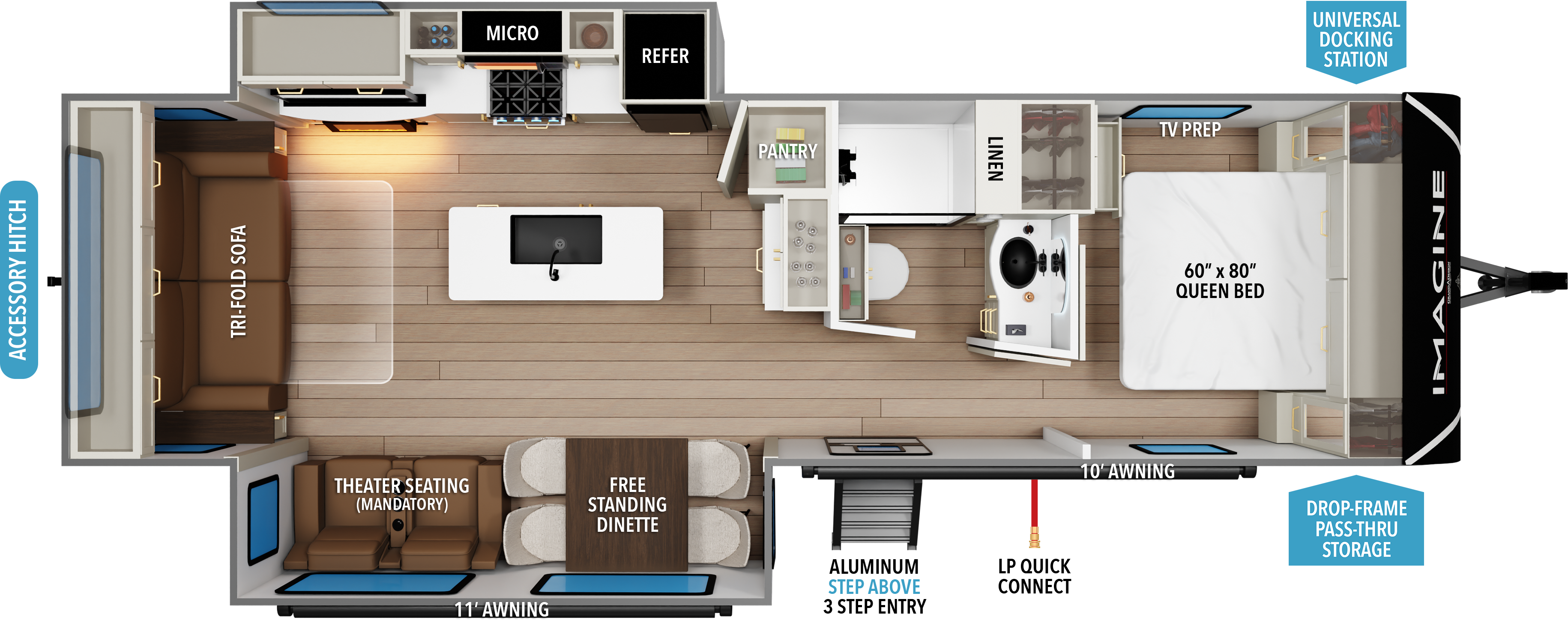 Floorplan diagram for 2027 Grand Design Imagine 2970rl