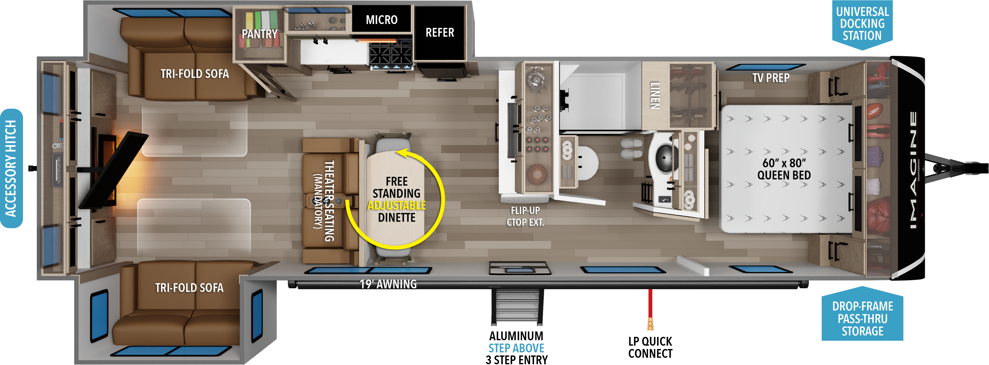 Floorplan diagram for 2027 Grand Design Imagine 3100rd