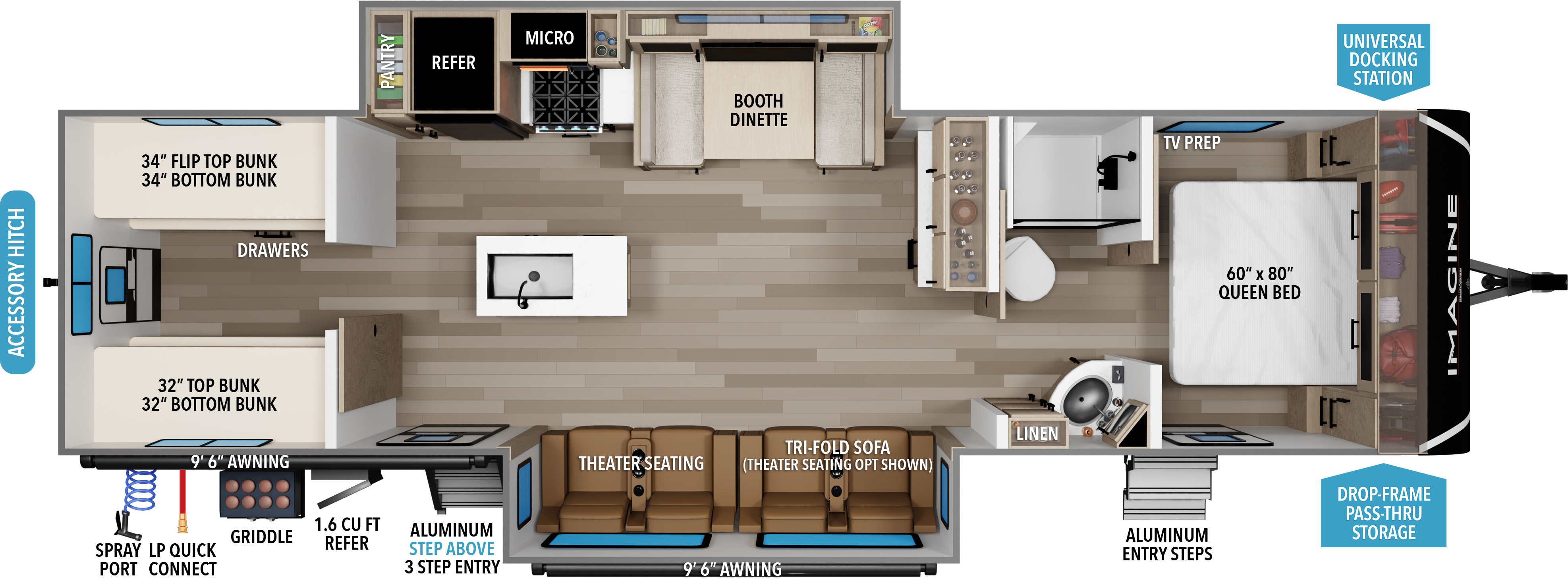 Floorplan diagram for 2027 Grand Design Imagine 3210bh