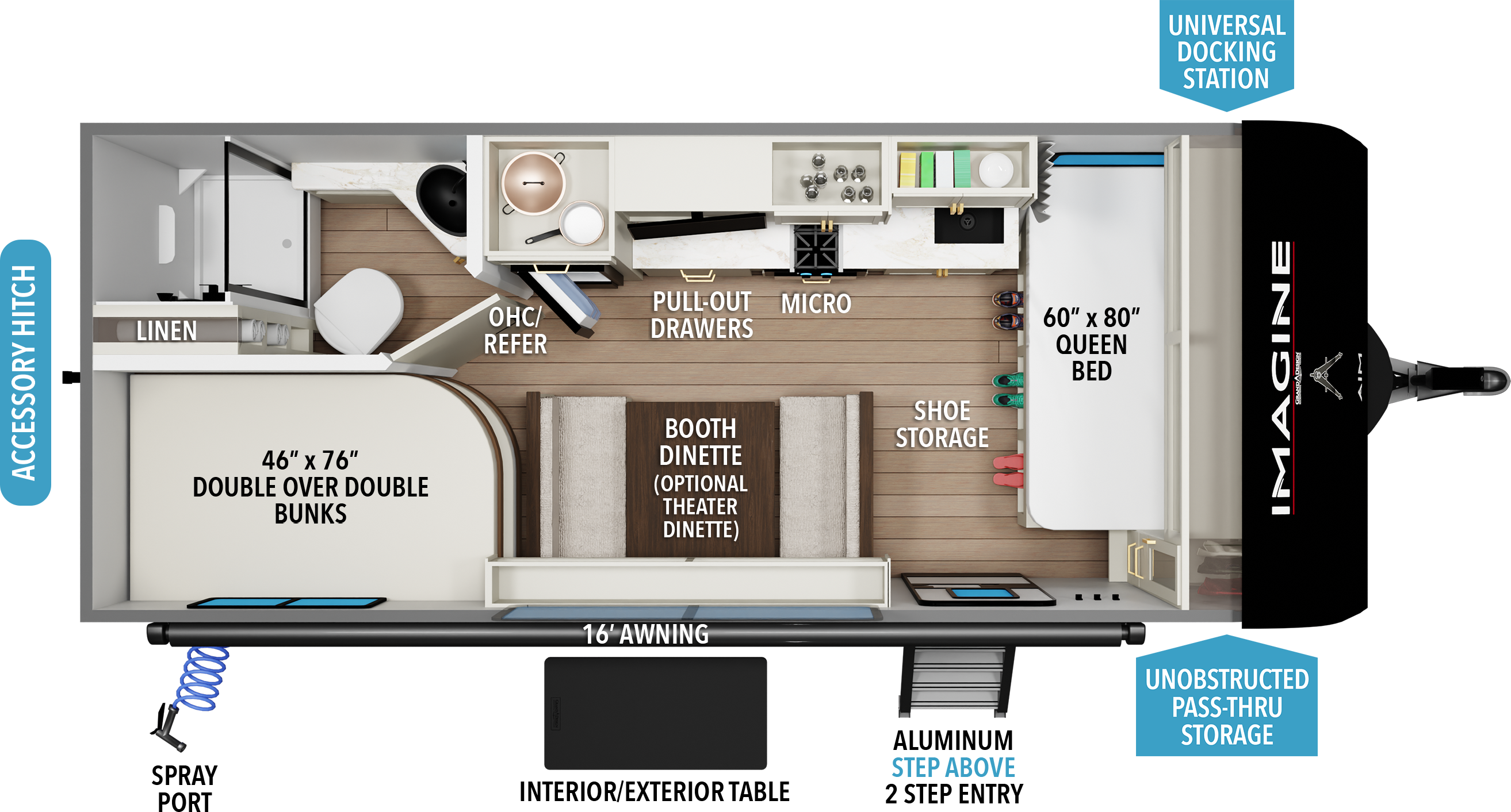 Floorplan diagram for 2027 Grand Design Imagine AIM 20bha