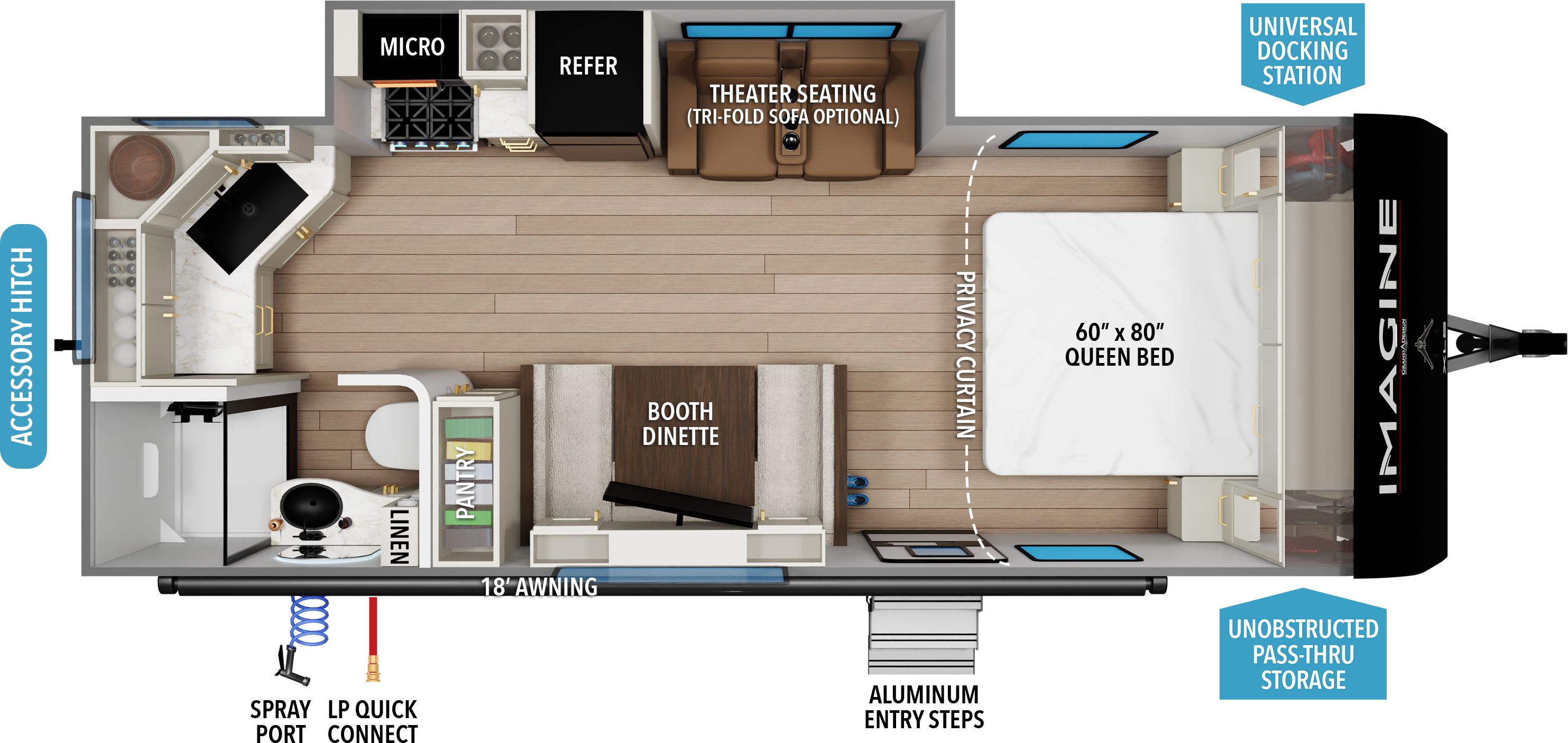 Floorplan diagram for 2027 Grand Design Imagine XLS 22mle