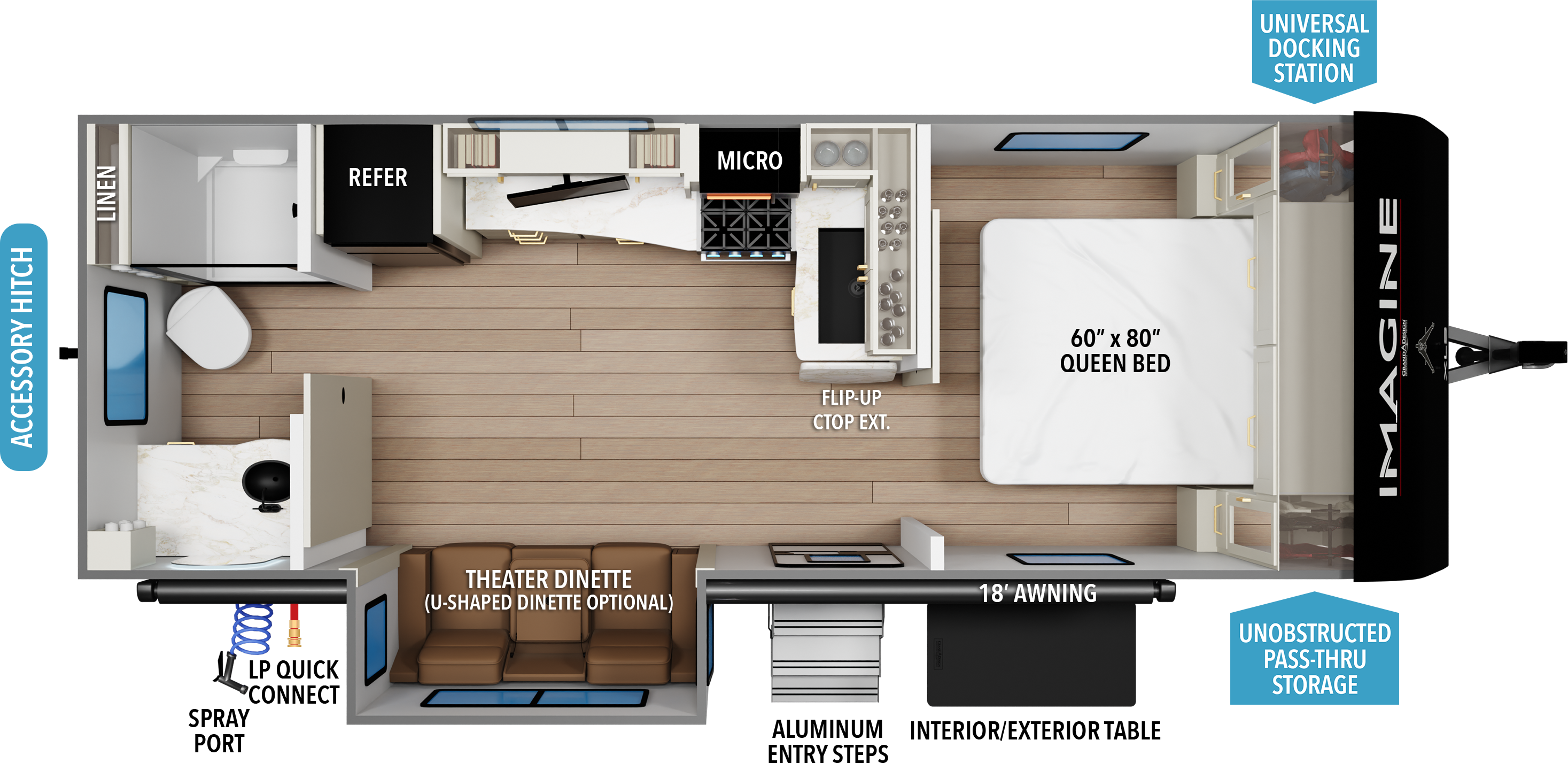 Floorplan diagram for 2027 Grand Design Imagine XLS 22rbe