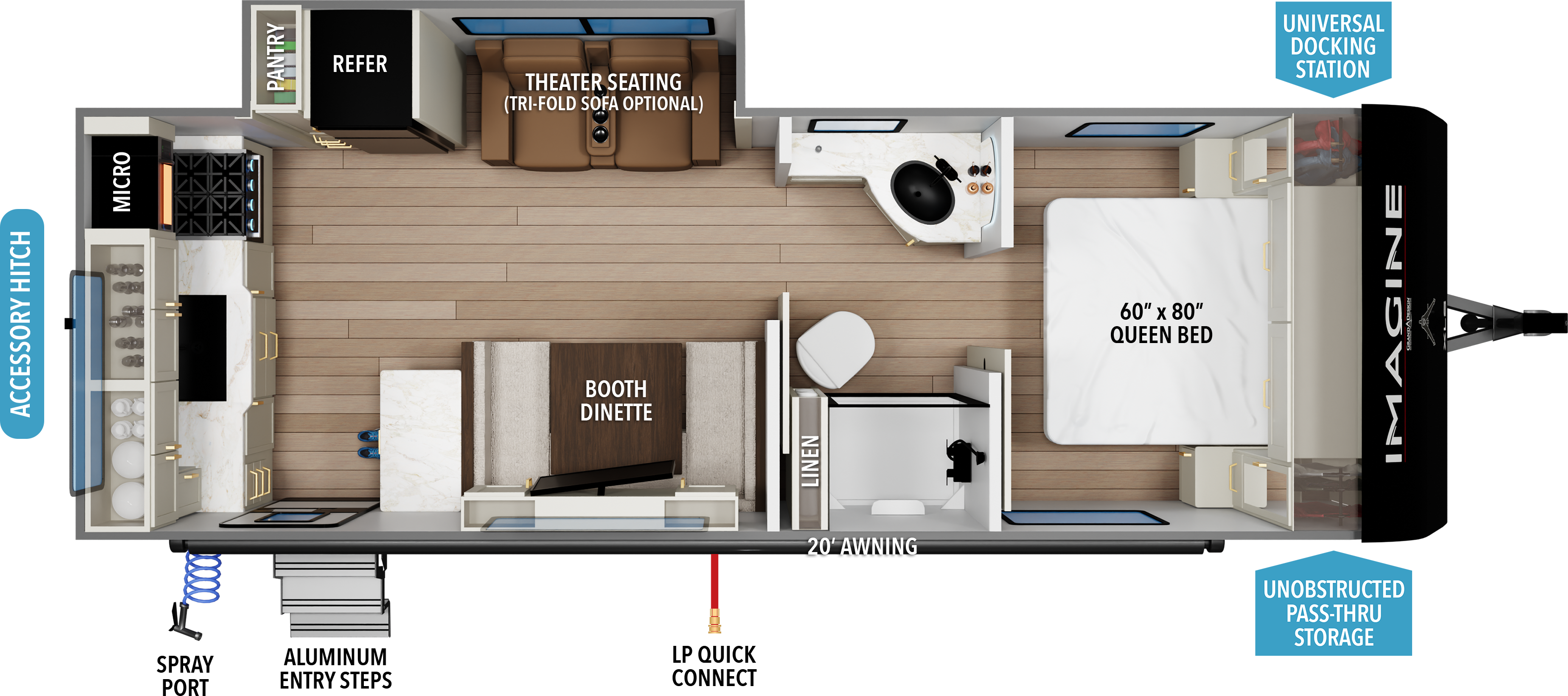Floorplan diagram for 2027 Grand Design Imagine XLS 23lde
