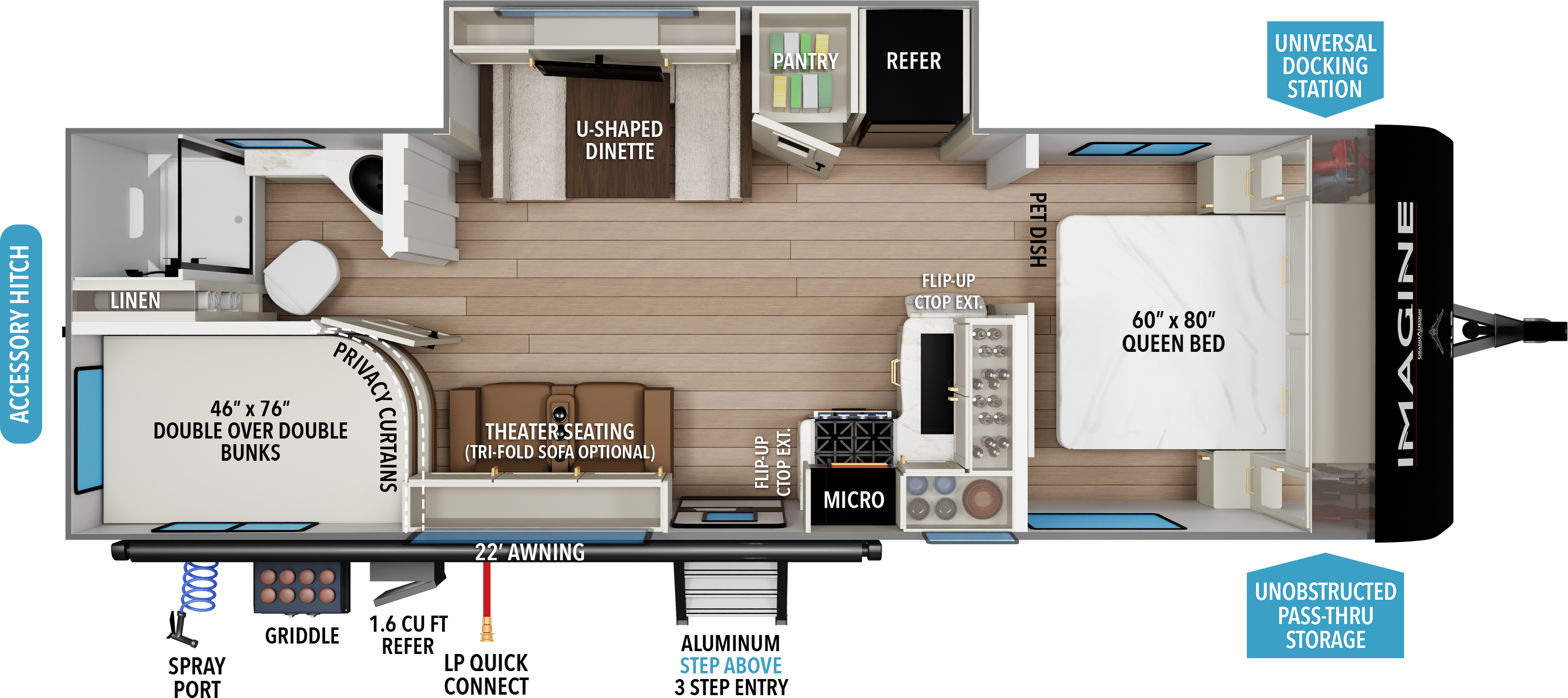 Floorplan diagram for 2027 Grand Design Imagine XLS 25dbe