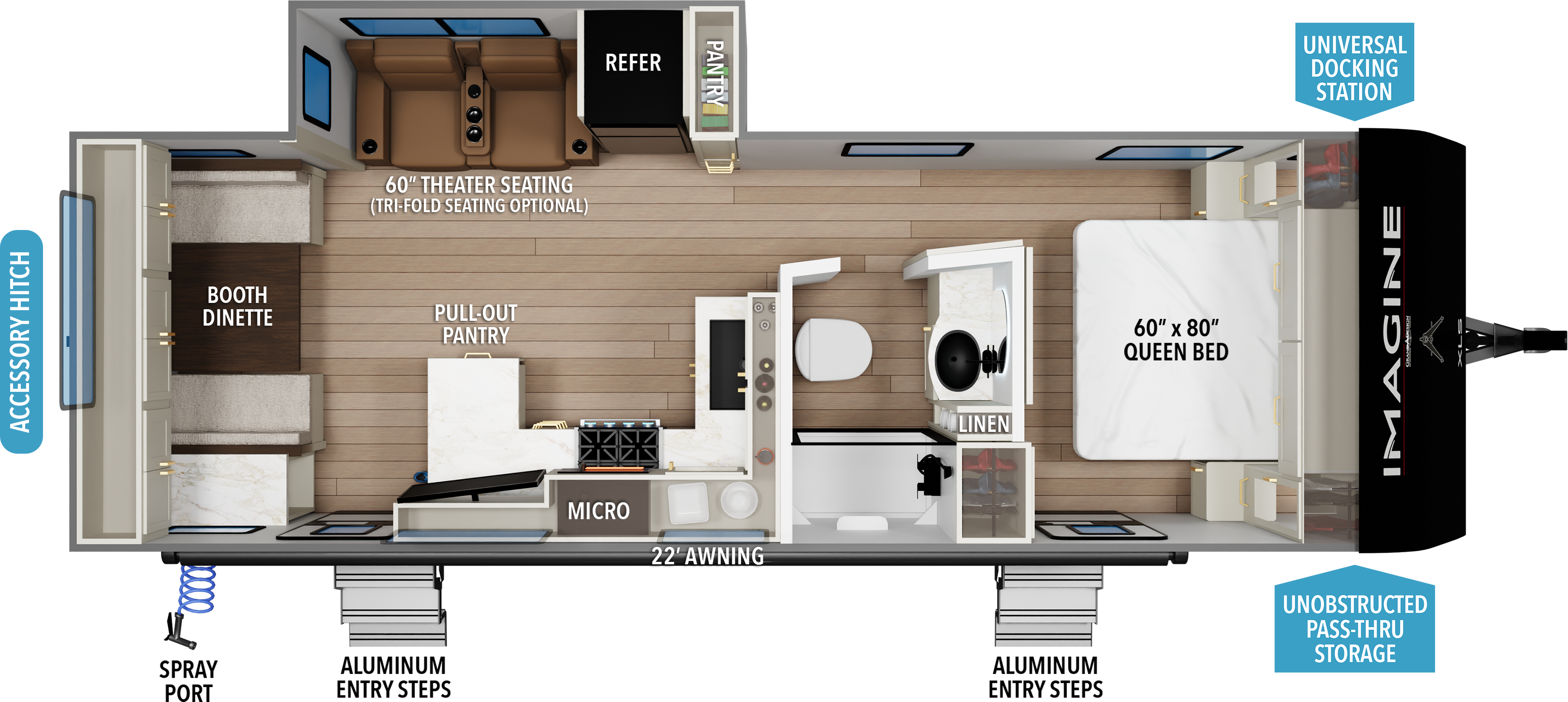 Floorplan diagram for 2027 Grand Design Imagine XLS 25rle