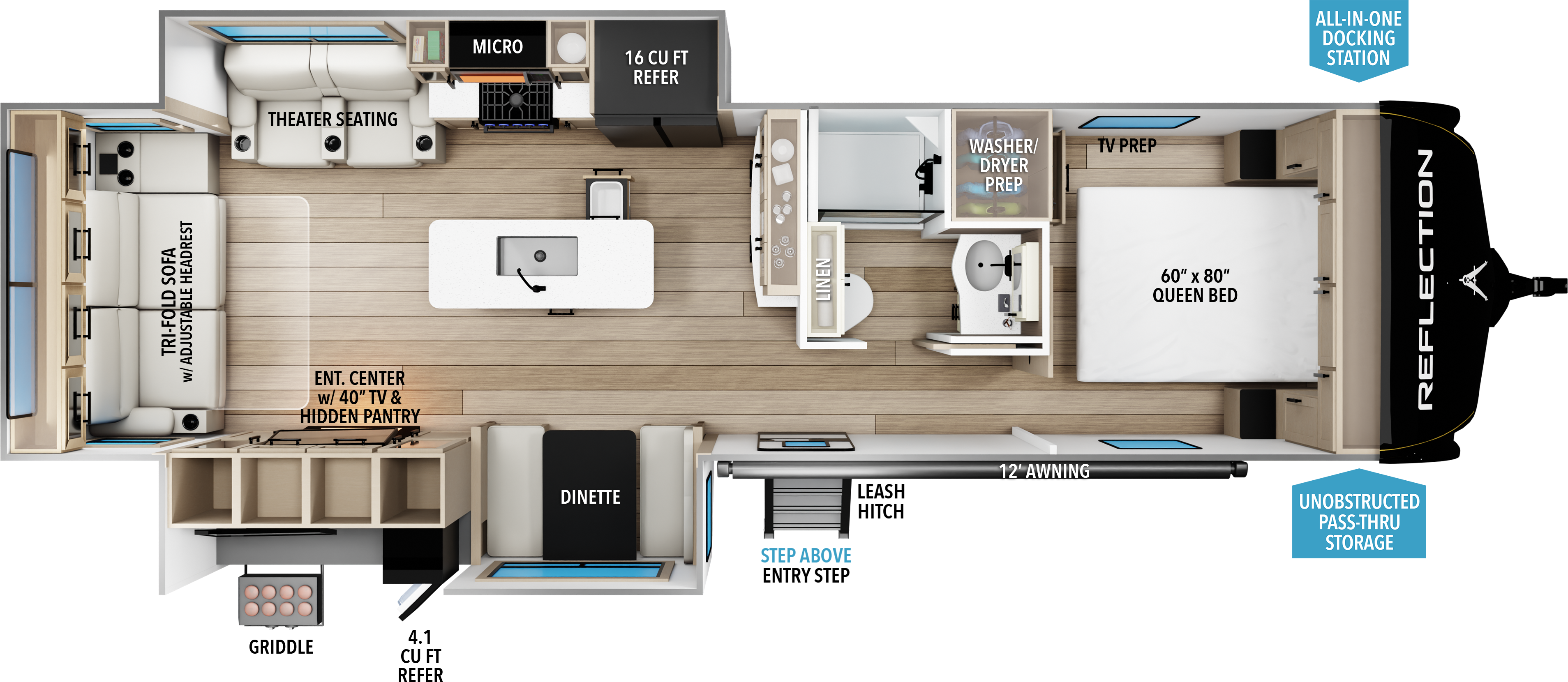 Floorplan diagram for 2027 Grand Design Reflection 317rsts