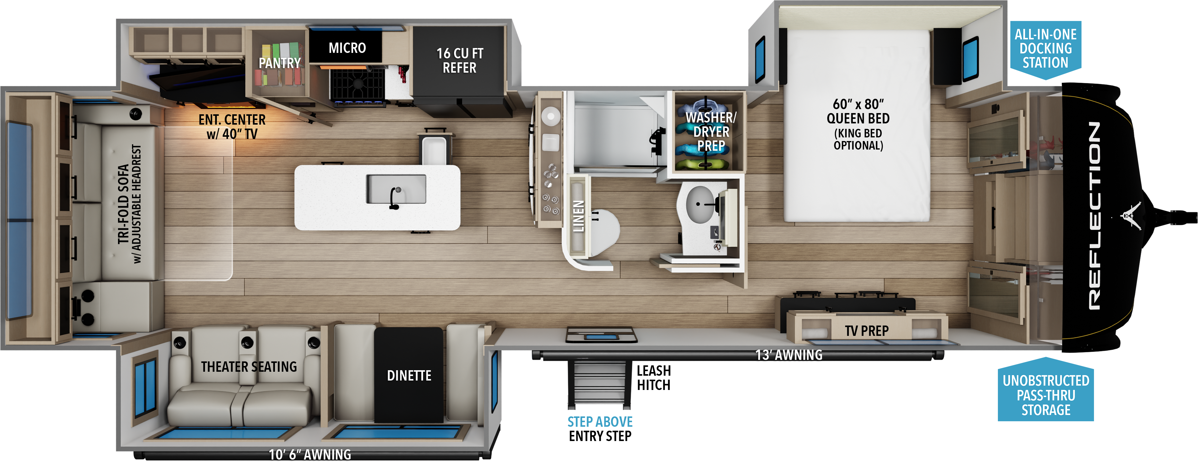 Floorplan diagram for 2027 Grand Design Reflection 345rlts