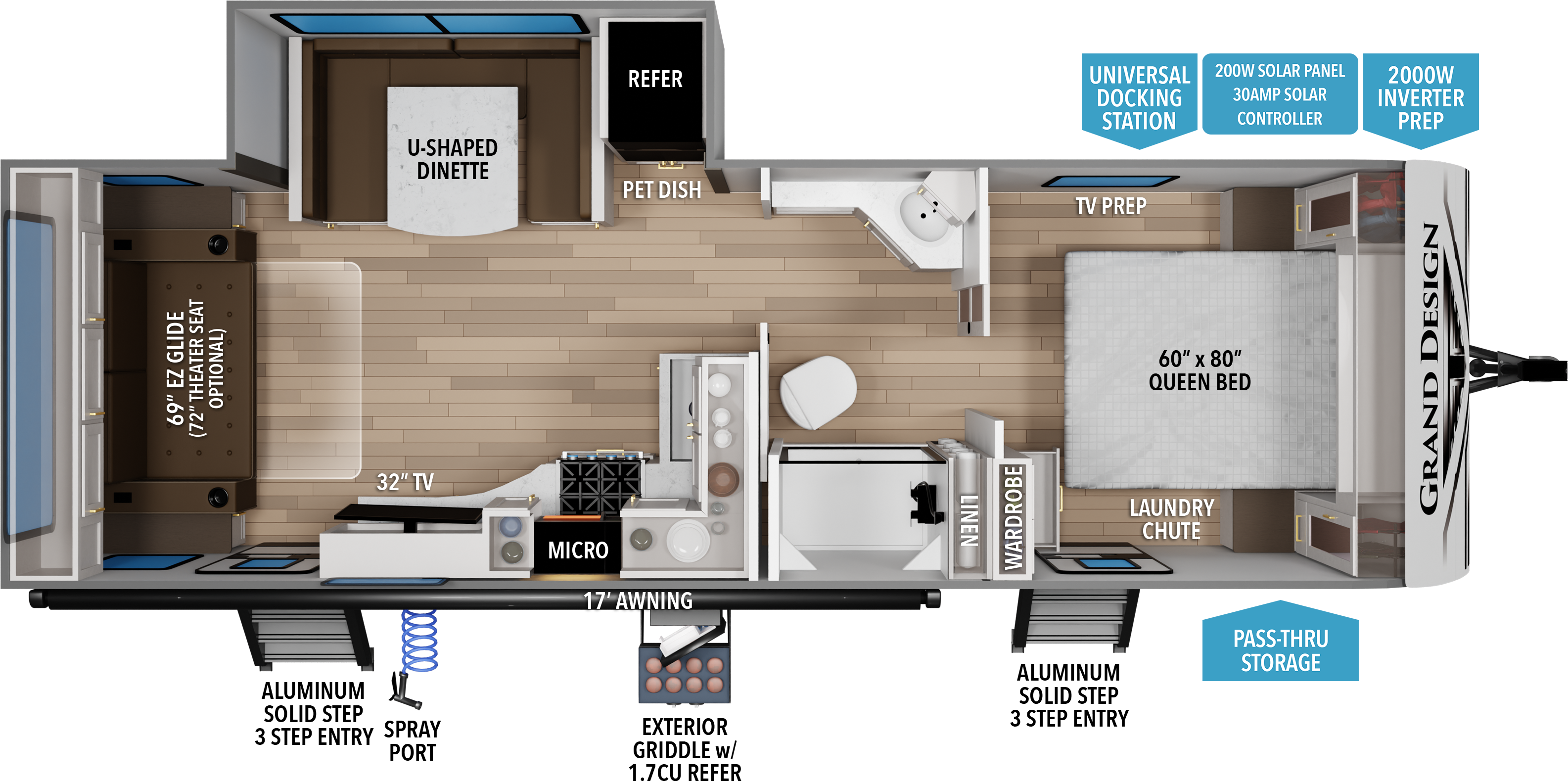 Floorplan diagram for 2027 Grand Design Transcend 245rlt