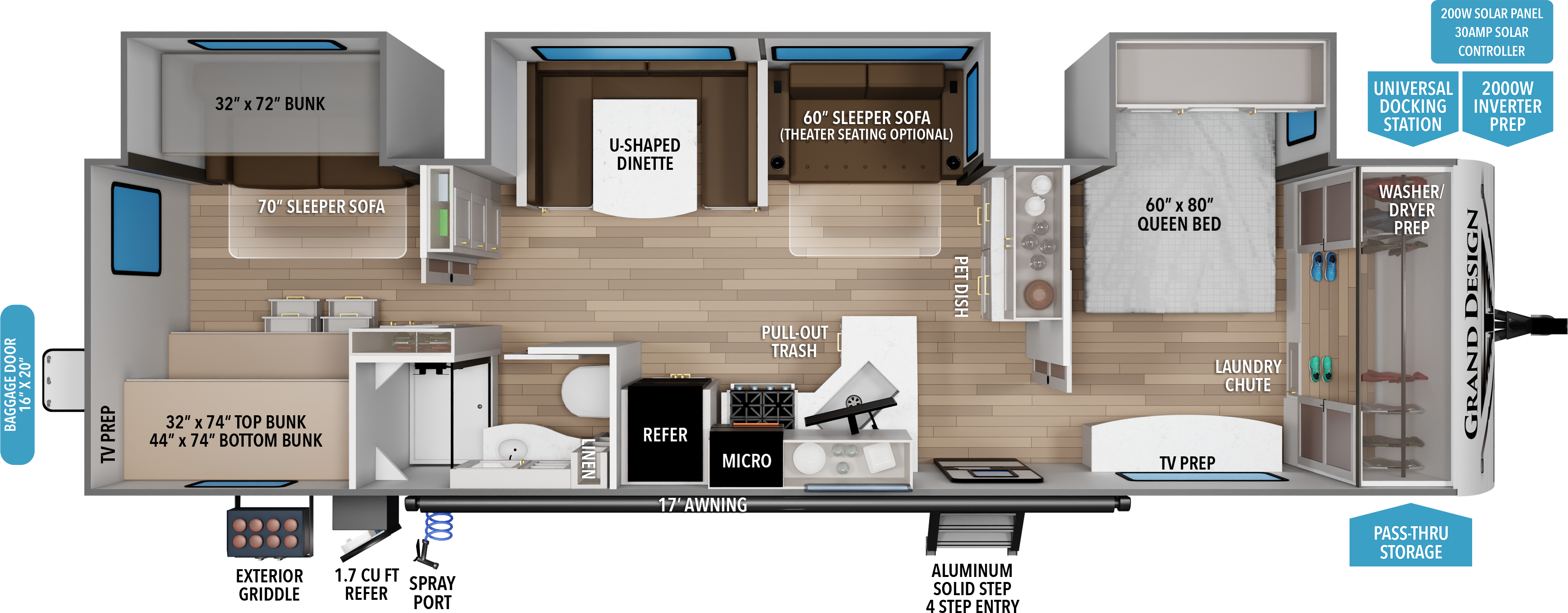 Floorplan diagram for 2027 Grand Design Transcend 335bht