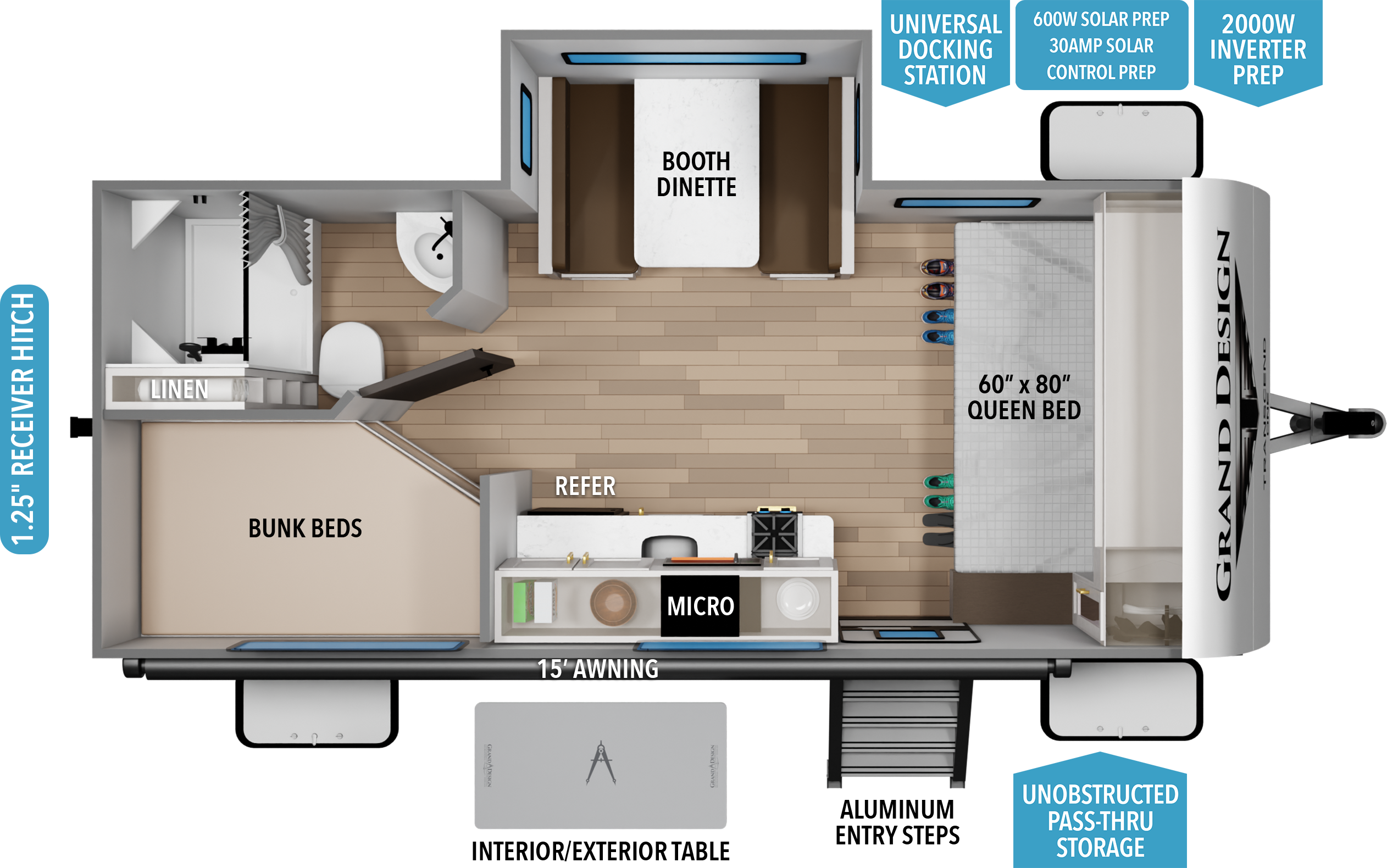 Floorplan diagram for 2027 Grand Design Transcend One 161db