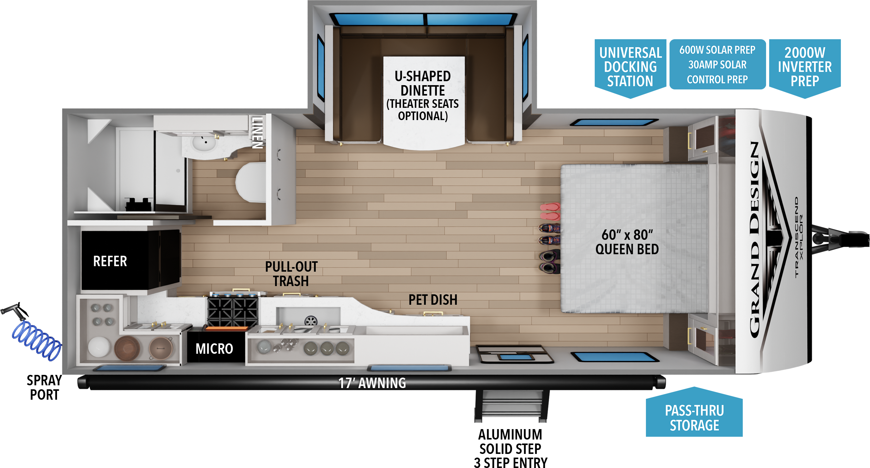 Floorplan diagram for 2027 Grand Design Transcend Xplor 20mkx