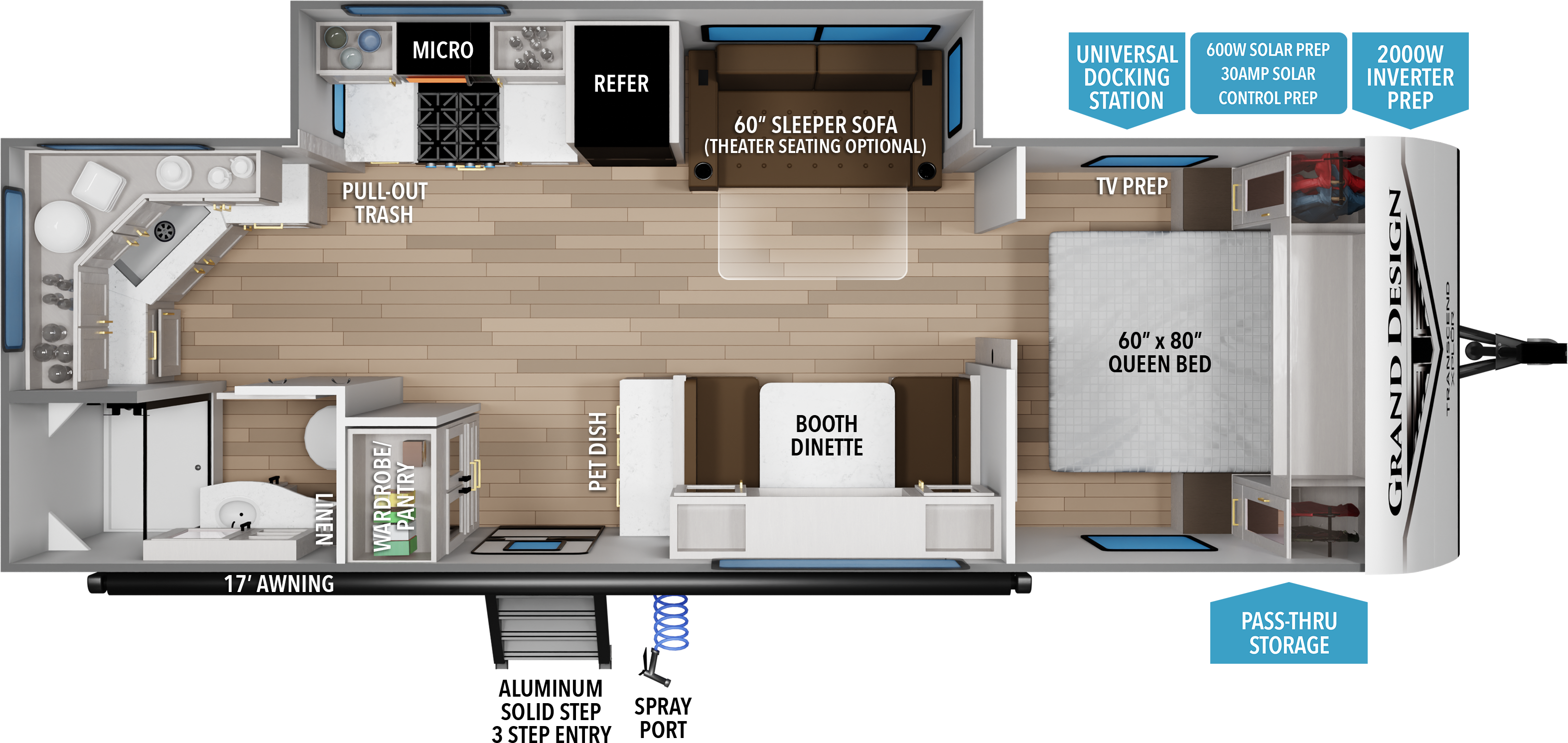 Floorplan diagram for 2027 Grand Design Transcend Xplor 25mlx