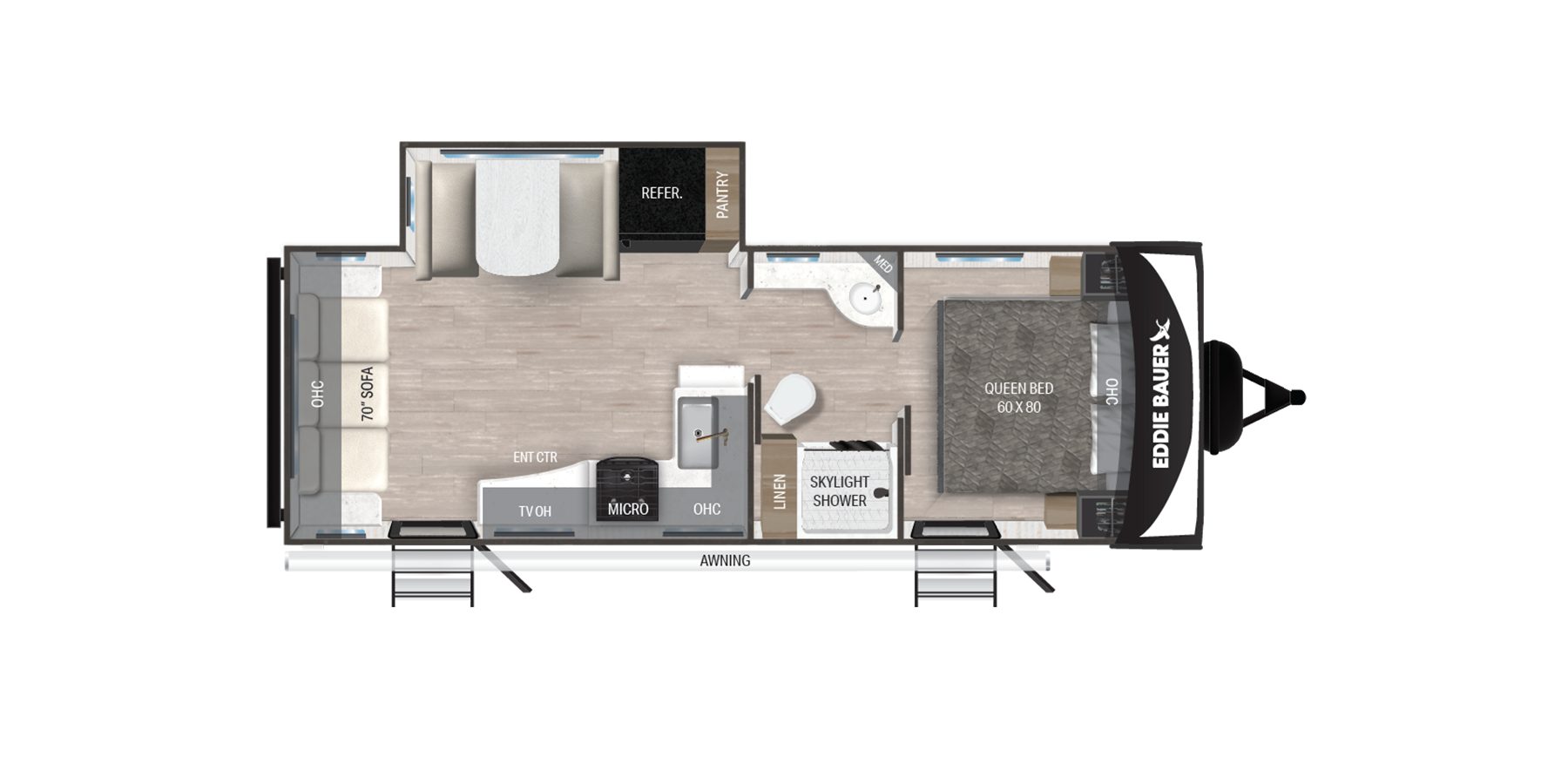 Floorplan diagram for 2025 Heartland Eddie Bauer Travel Trailer EBL 2510RL