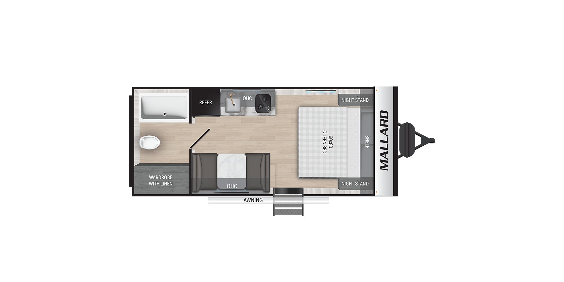 Floorplan diagram for 2025 Heartland Mallard 17RBL