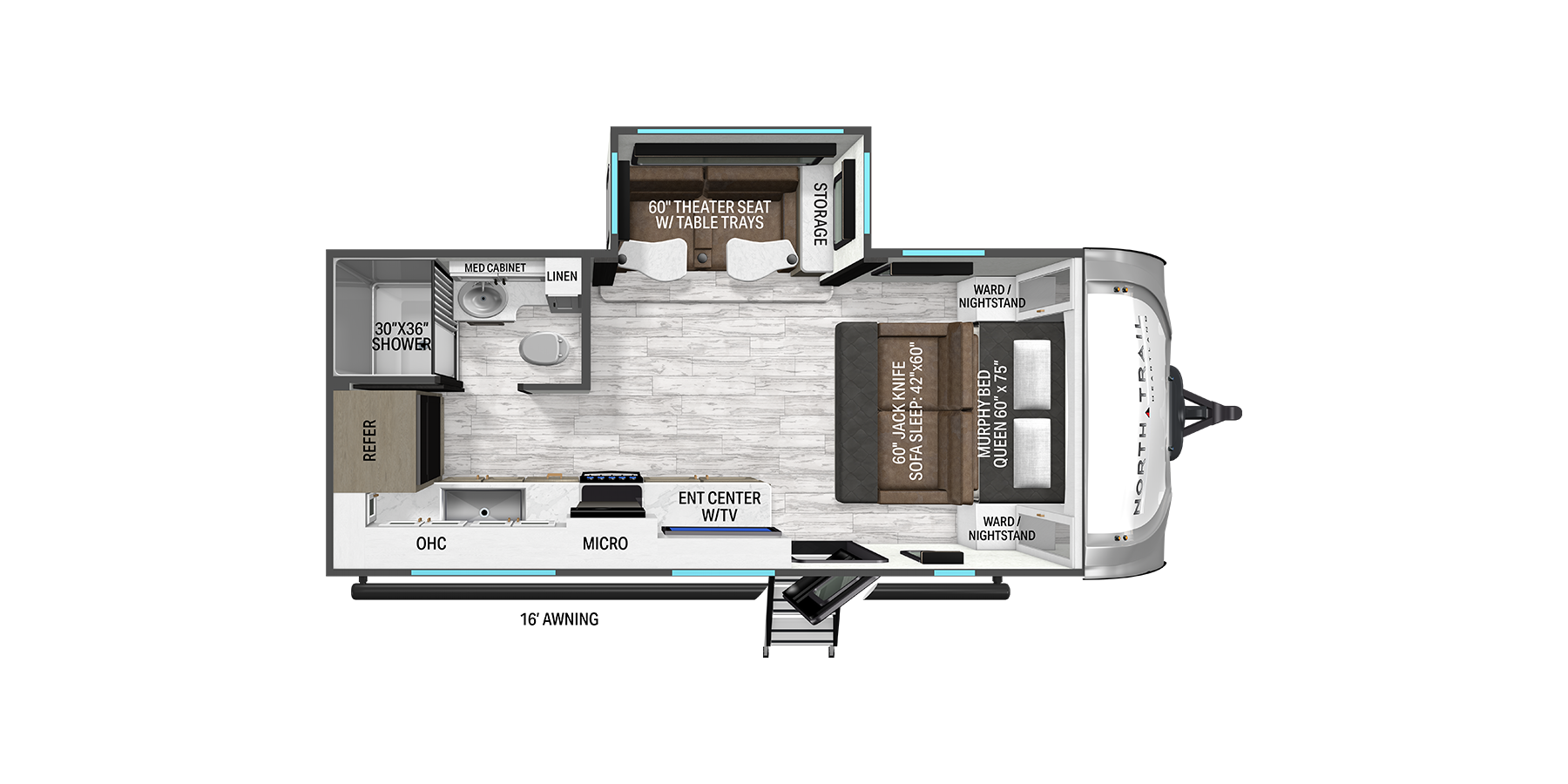 Floorplan diagram for 2026 Heartland North Trail 190MB