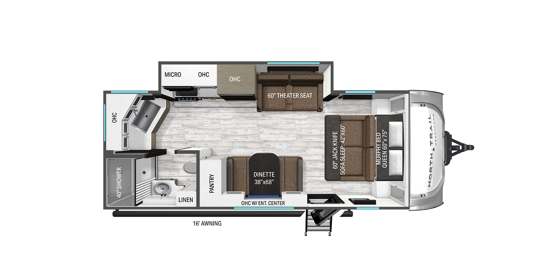 Floorplan diagram for 2026 Heartland North Trail 210MB