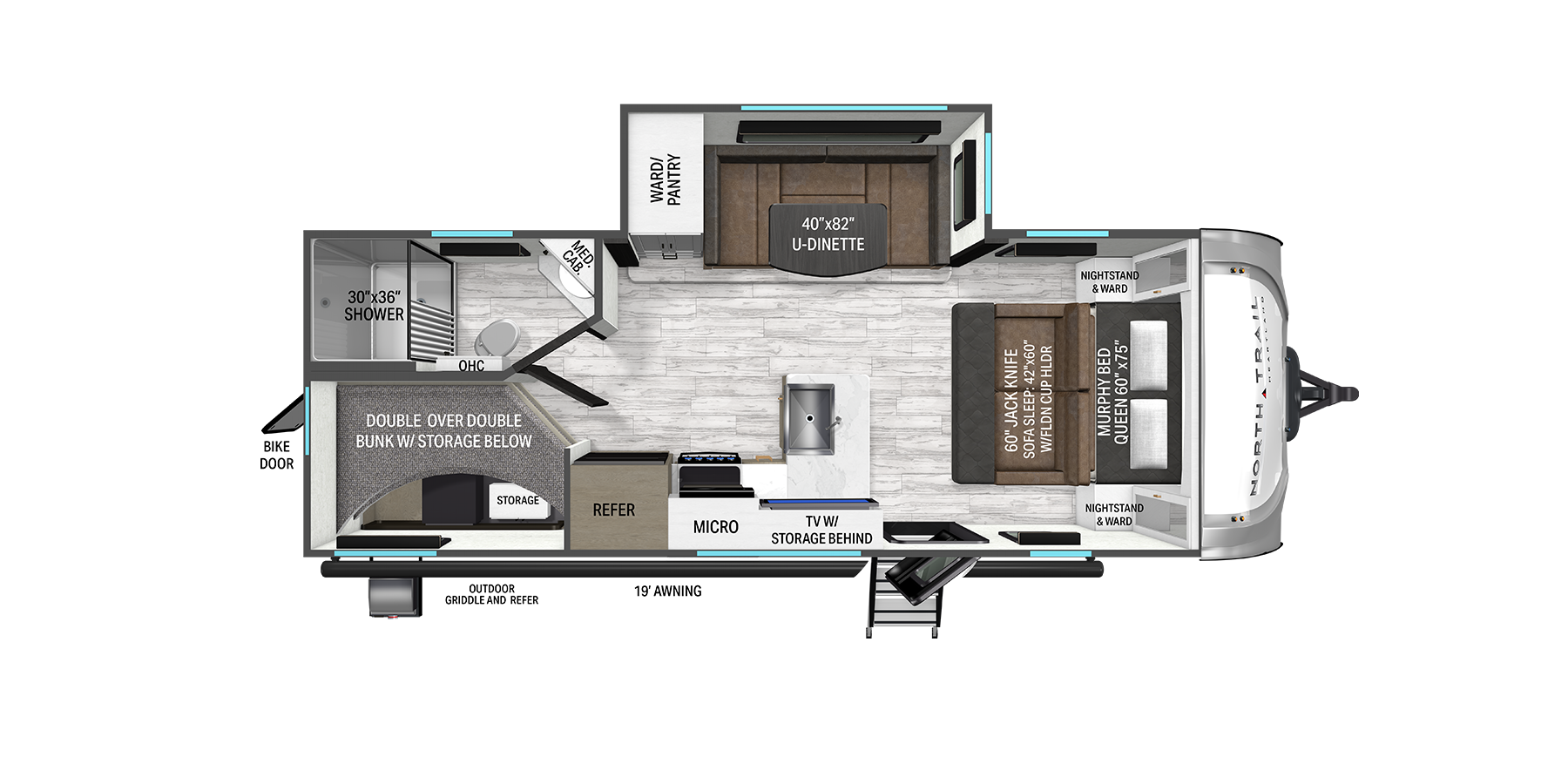 Floorplan diagram for 2026 Heartland North Trail 220MB