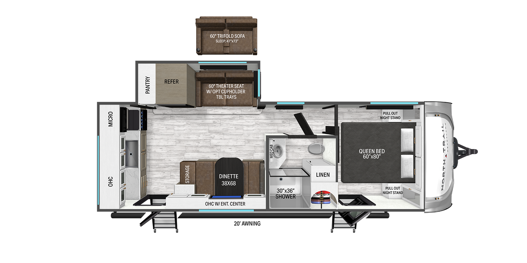 Floorplan diagram for 2026 Heartland North Trail 240RK