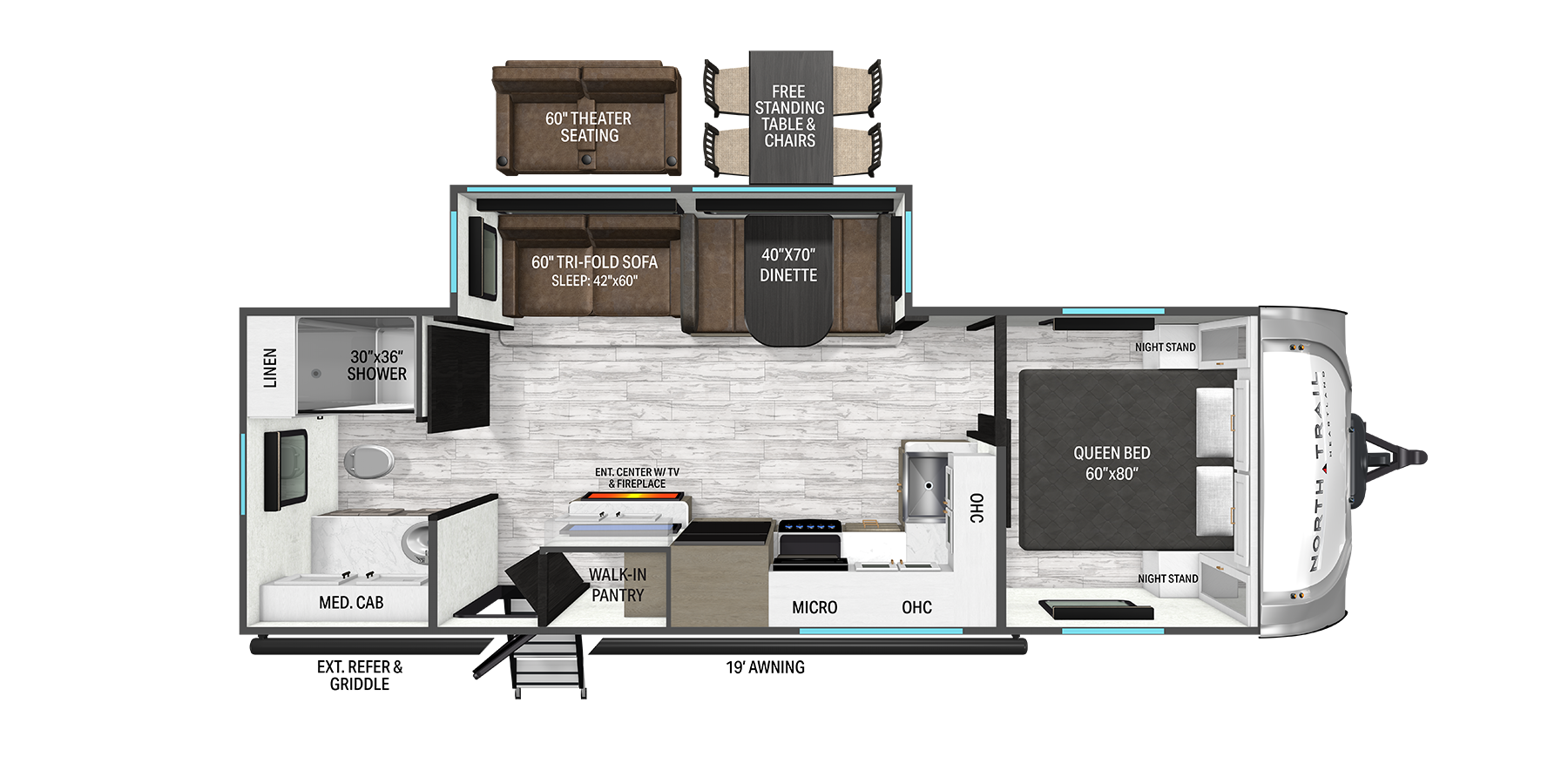 Floorplan diagram for 2026 Heartland North Trail 250CK