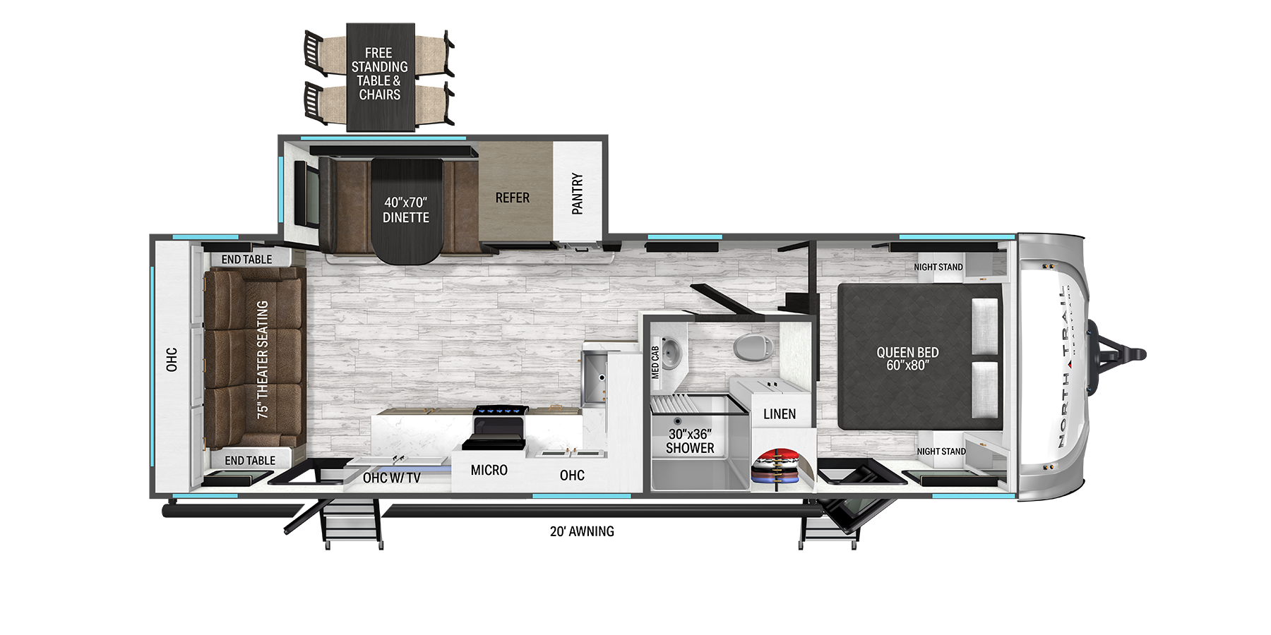 Floorplan diagram for 2026 Heartland North Trail 260MK