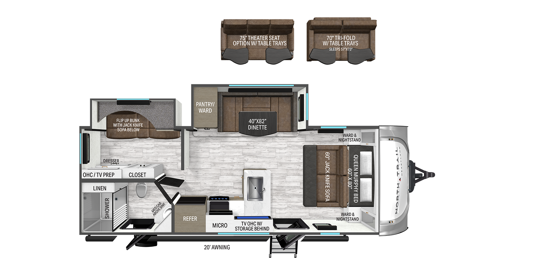 Floorplan diagram for 2027 Heartland North Trail 225MB