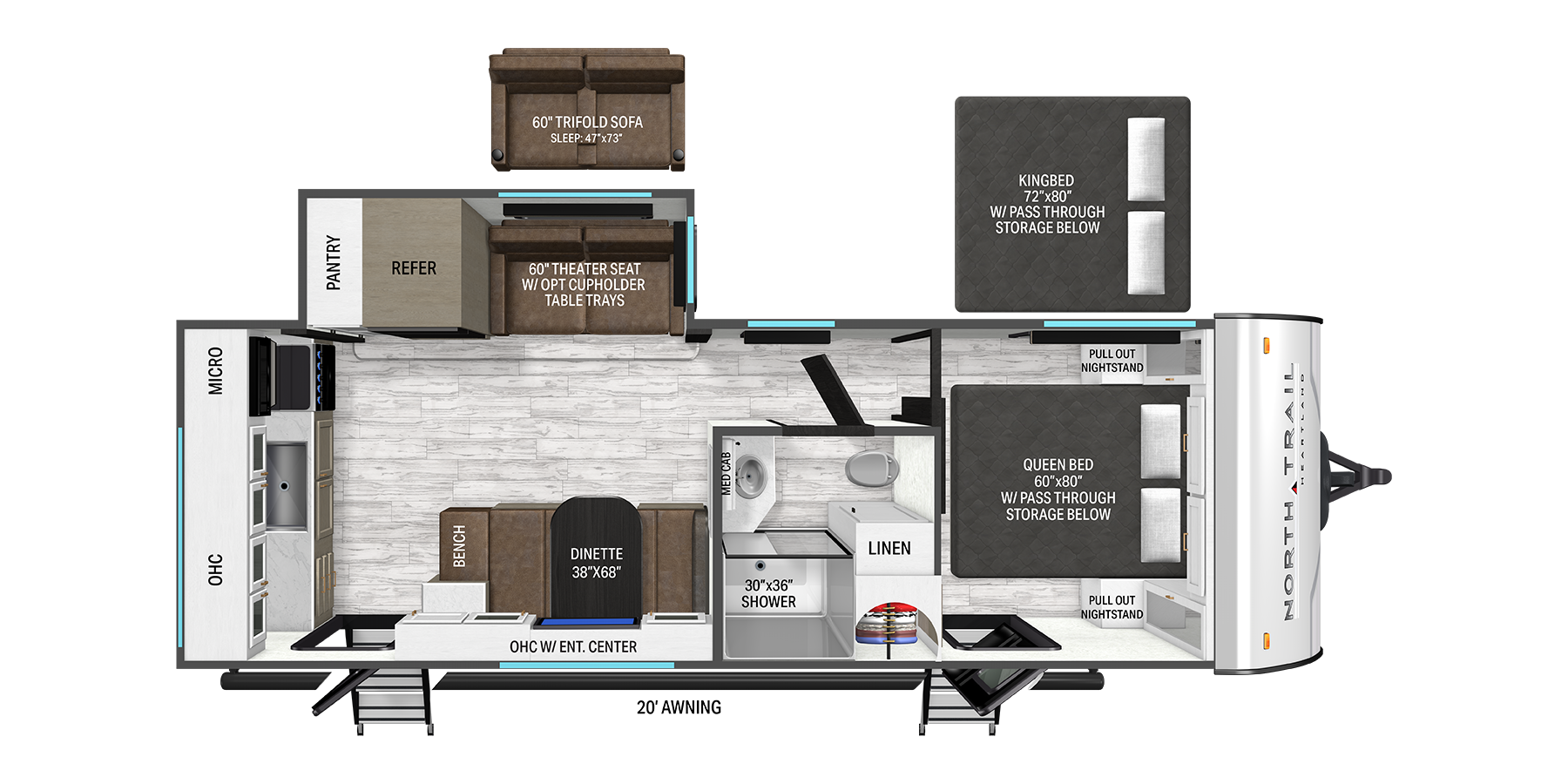 Floorplan diagram for 2027 Heartland North Trail 240RK