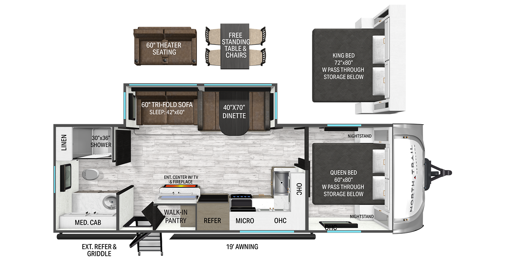 Floorplan diagram for 2027 Heartland North Trail 250CK