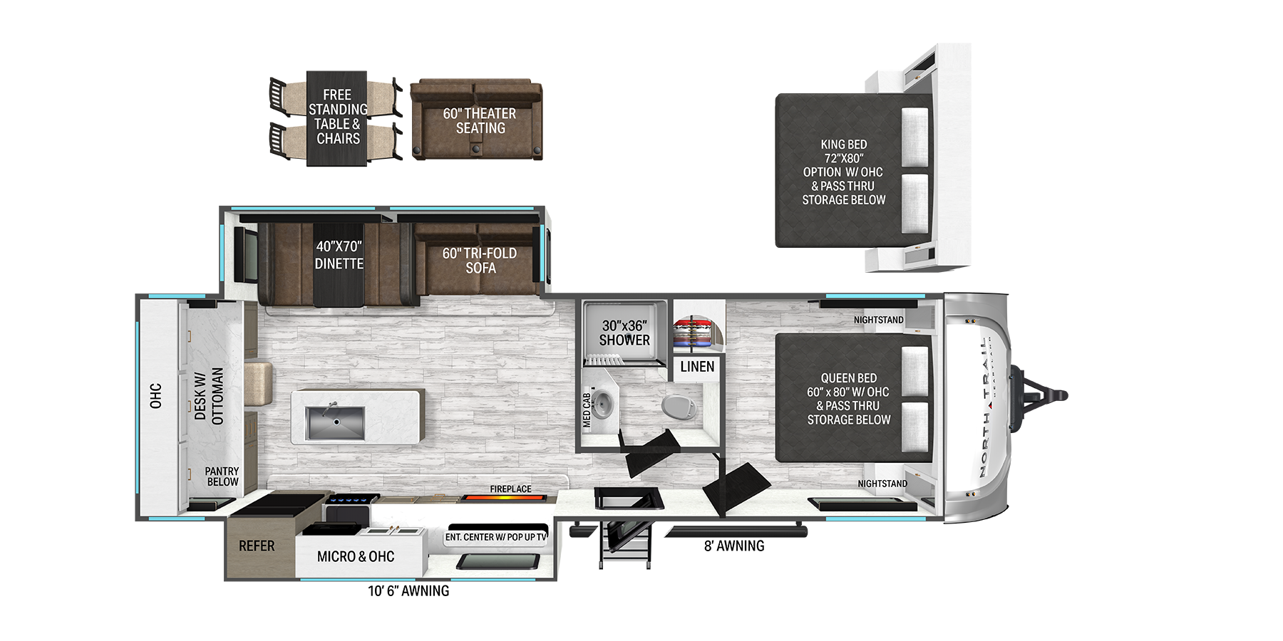 Floorplan diagram for 2027 Heartland North Trail 270CK