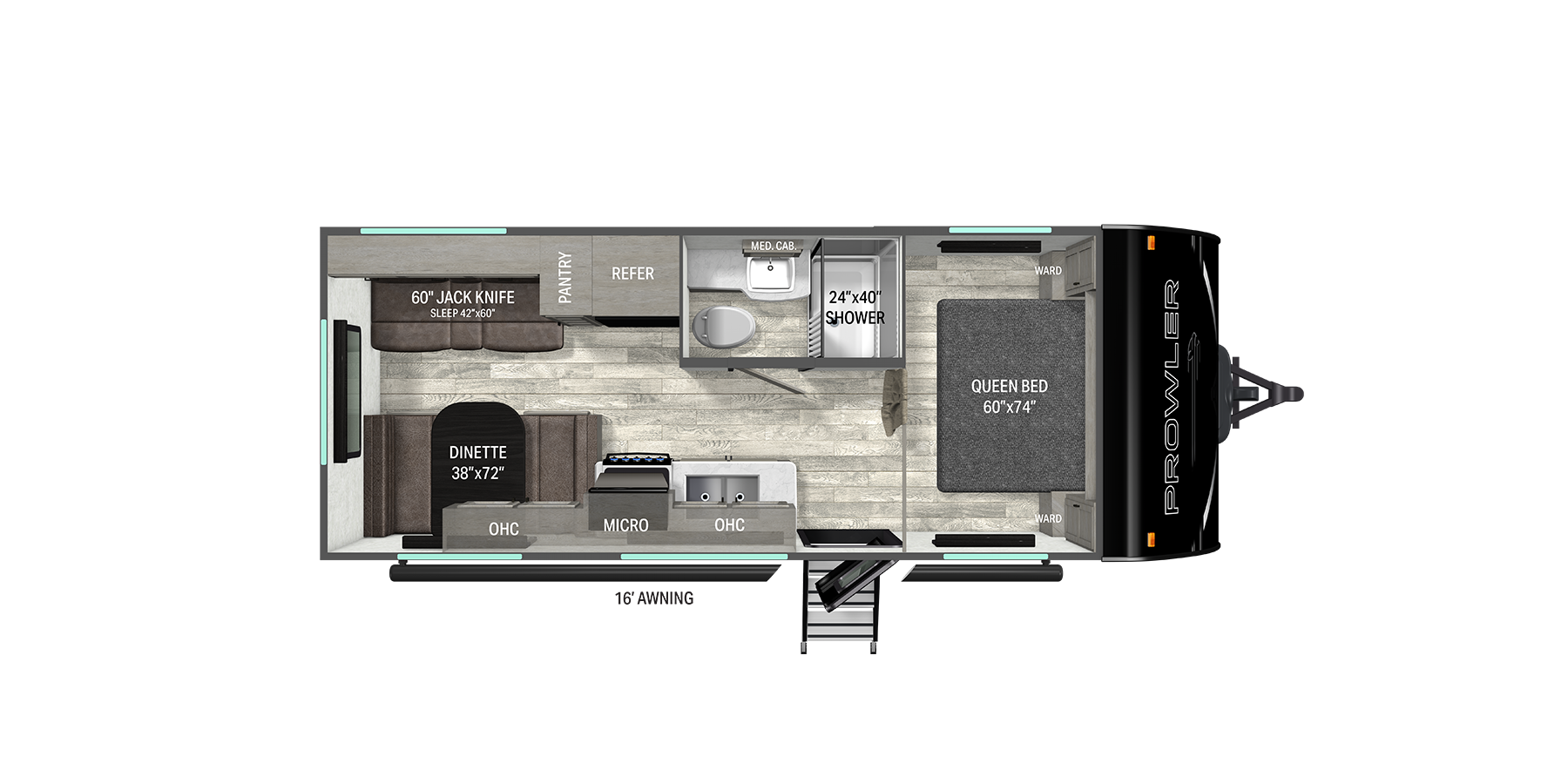Floorplan diagram for 2026 Heartland Prowler 2100QB