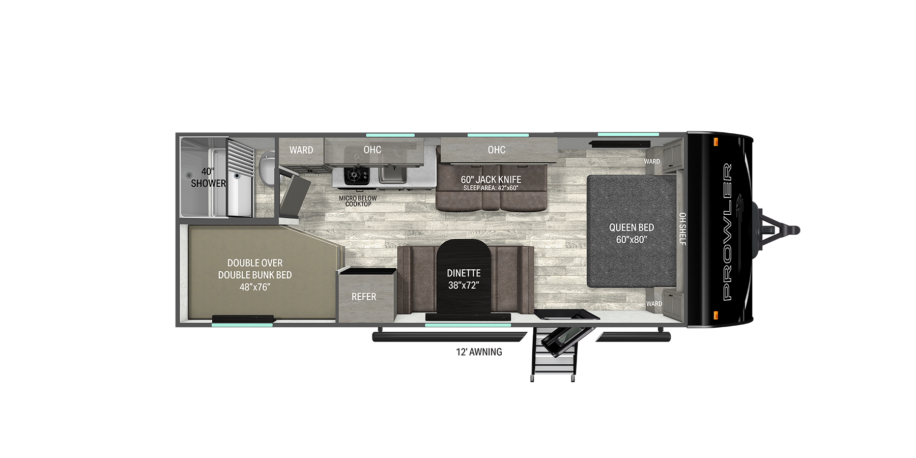 Floorplan diagram for 2026 Heartland Prowler 2500BH
