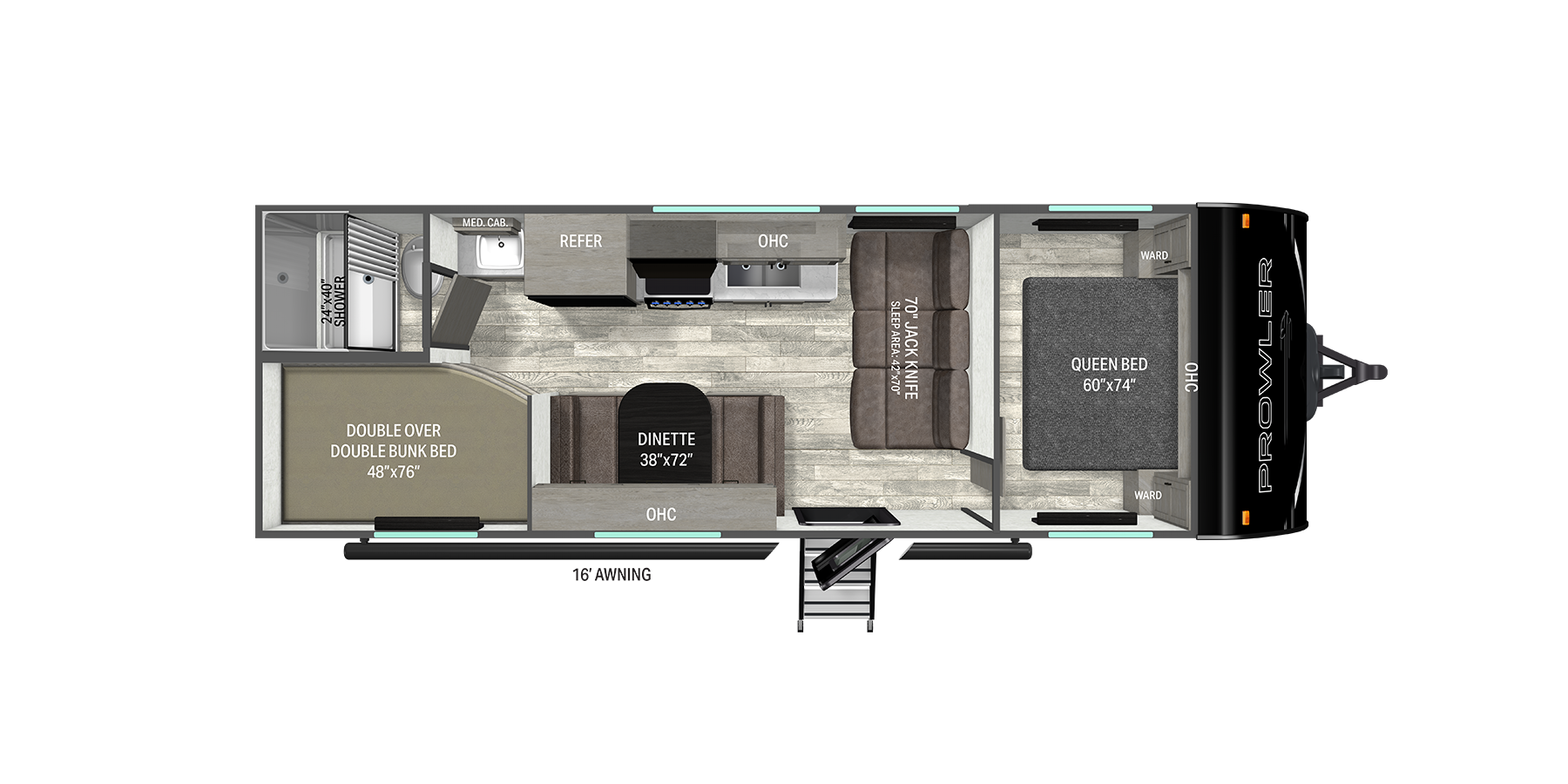 Floorplan diagram for 2026 Heartland Prowler 2600BH