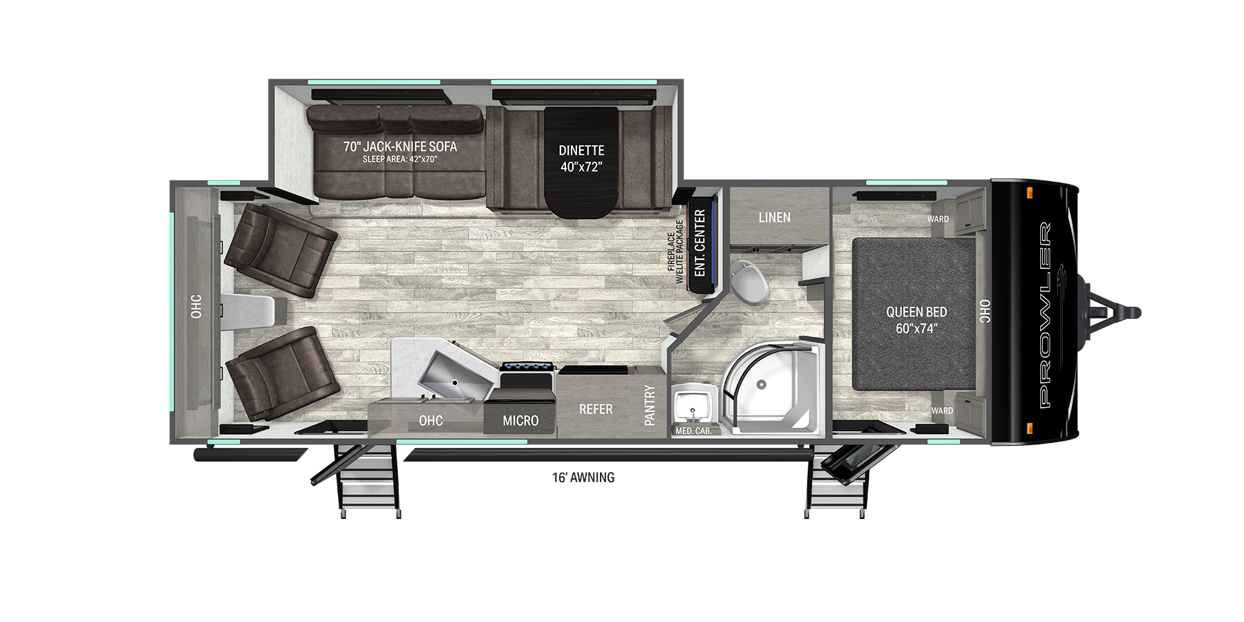 Floorplan diagram for 2026 Heartland Prowler 2601RLS
