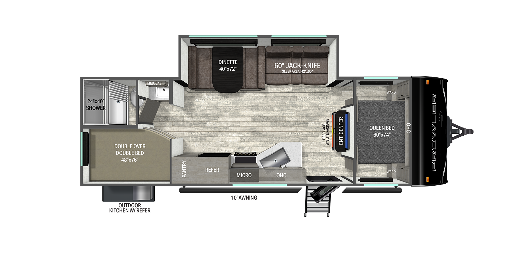 Floorplan diagram for 2026 Heartland Prowler 2602BHS