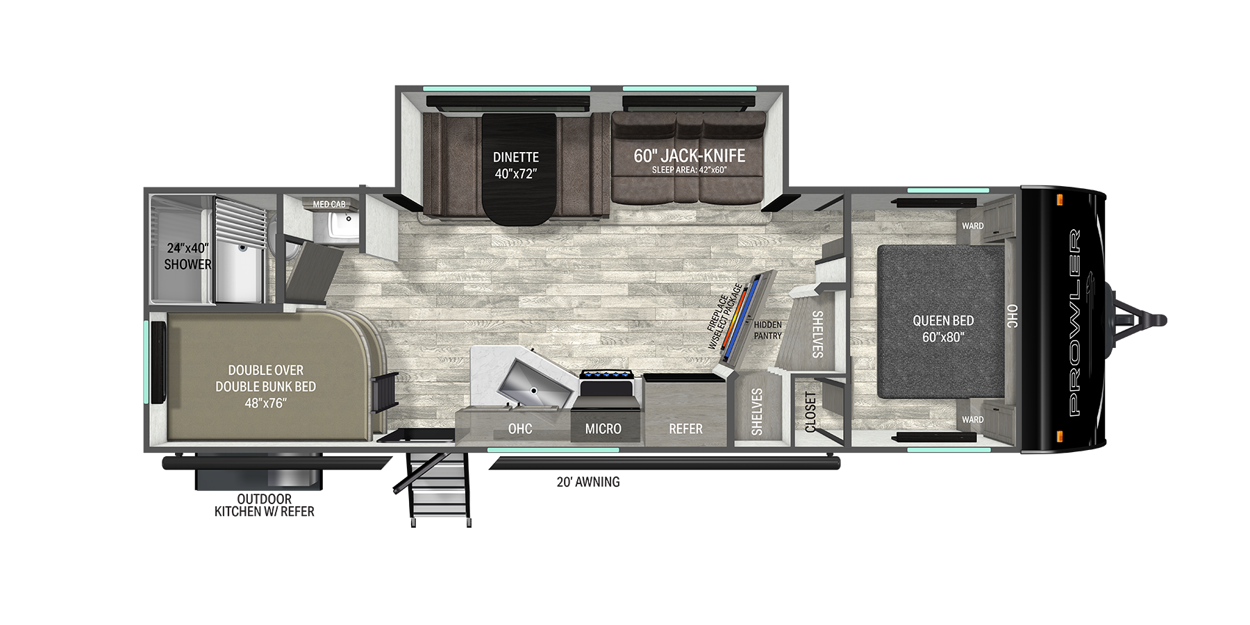 Floorplan diagram for 2026 Heartland Prowler 2702BHS