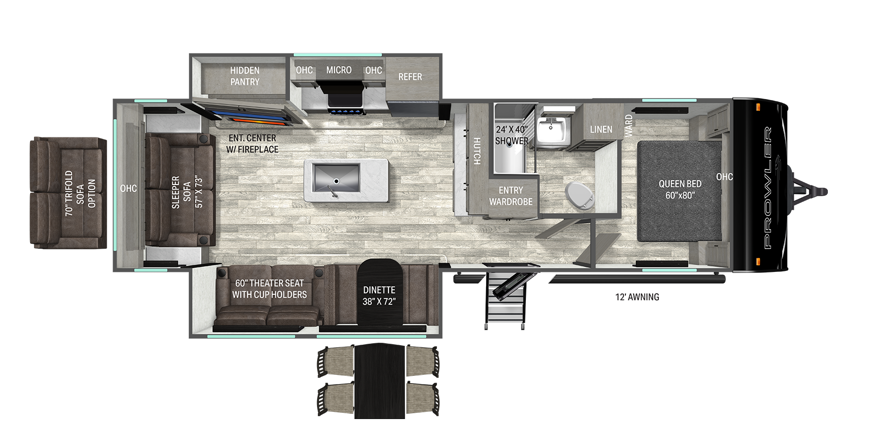 Floorplan diagram for 2026 Heartland Prowler 2801RLD