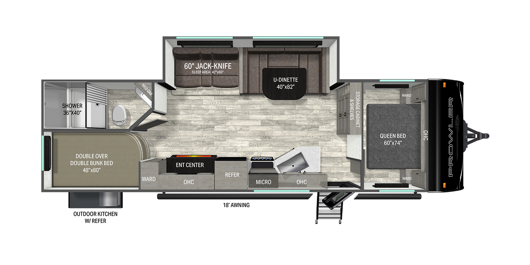 Floorplan diagram for 2026 Heartland Prowler 2802BHS