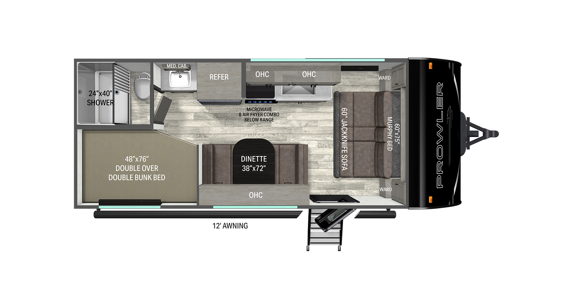 Floorplan diagram for 2027 Heartland Prowler 2000MB