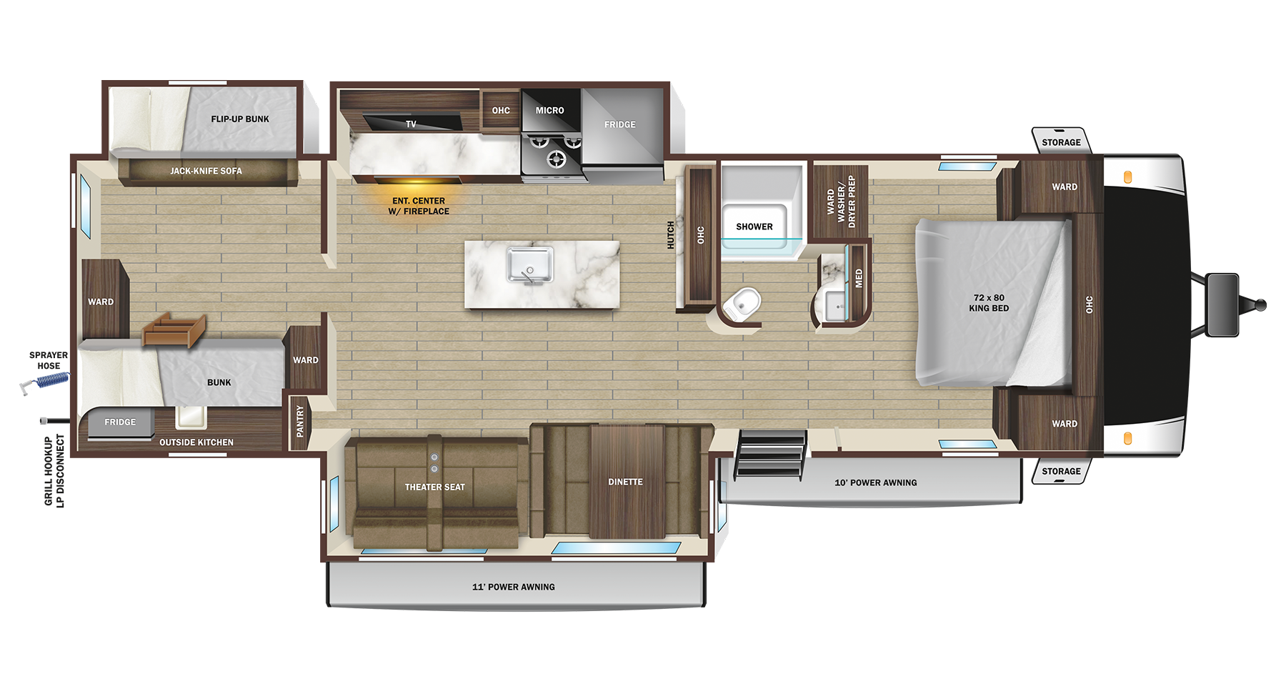 Floorplan diagram for 2024 Open Range Light 321bhs
