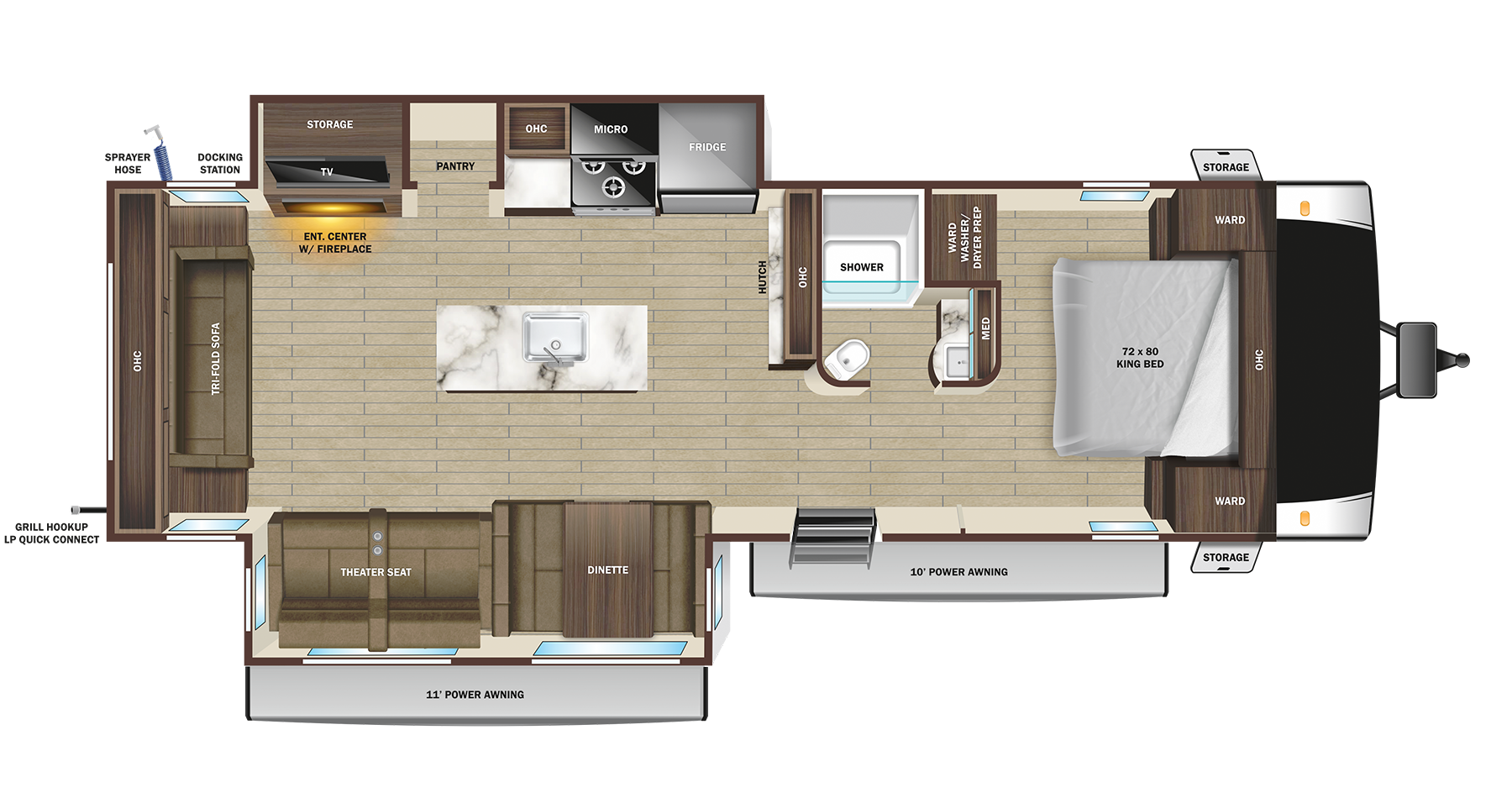 Floorplan diagram for 2025 Open Range Light 290rls