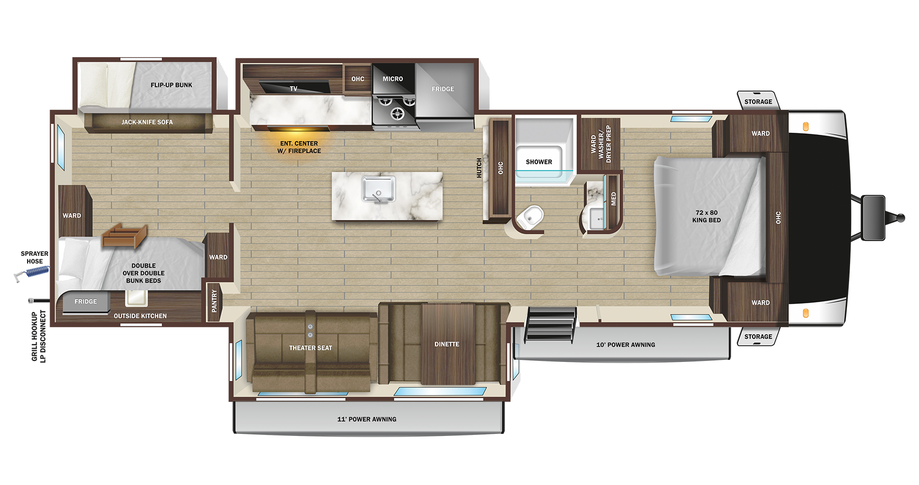 Floorplan diagram for 2025 Open Range Light 321bhs
